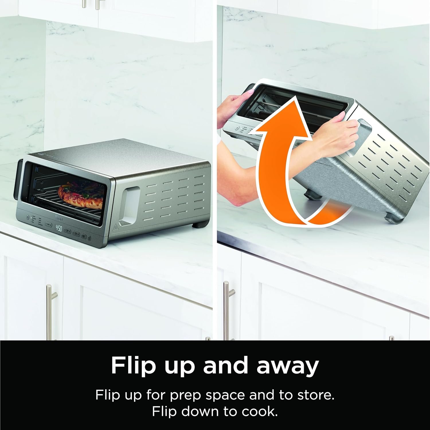 Ninja Flip Toaster Oven & Air Fryer, 8-in-1 Functionality, Flip Up for Storage, Large Capacity, Air Fry Basket, 1800 Watts