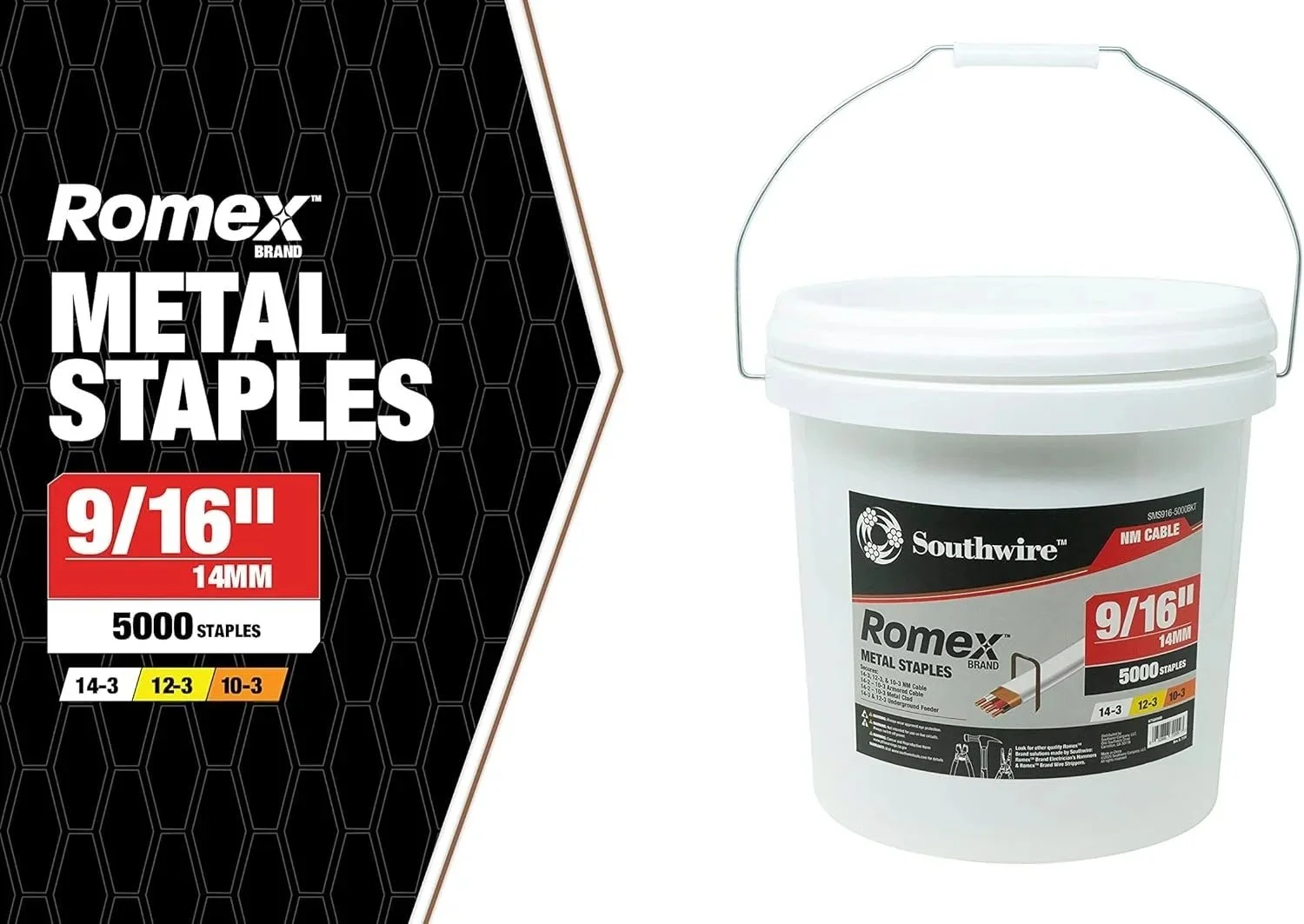 Southwire 9/16-inch Romex Metal Staples, 5000 Piece