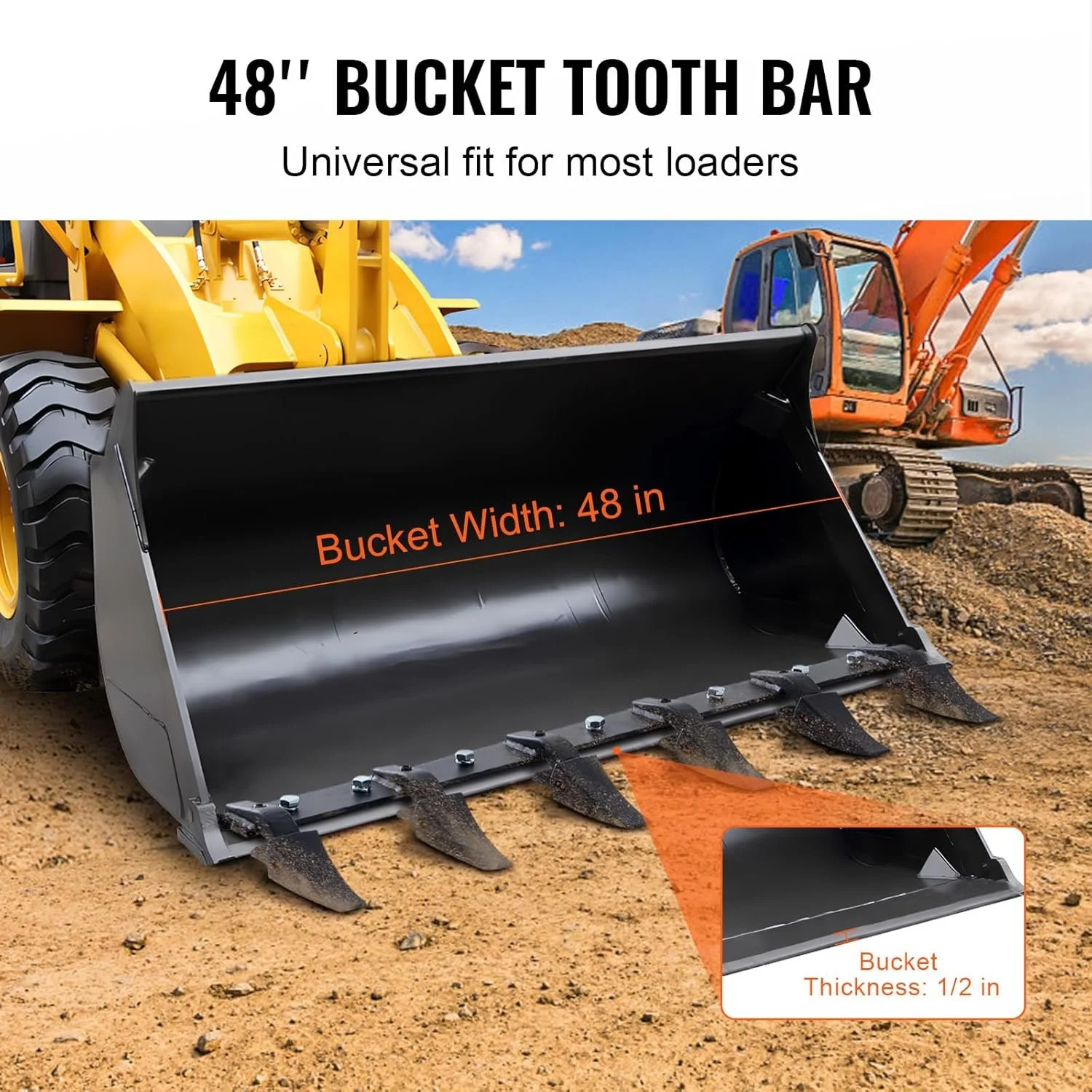 VEVOR Bucket Tooth Bar, 48'',  6 Teeth