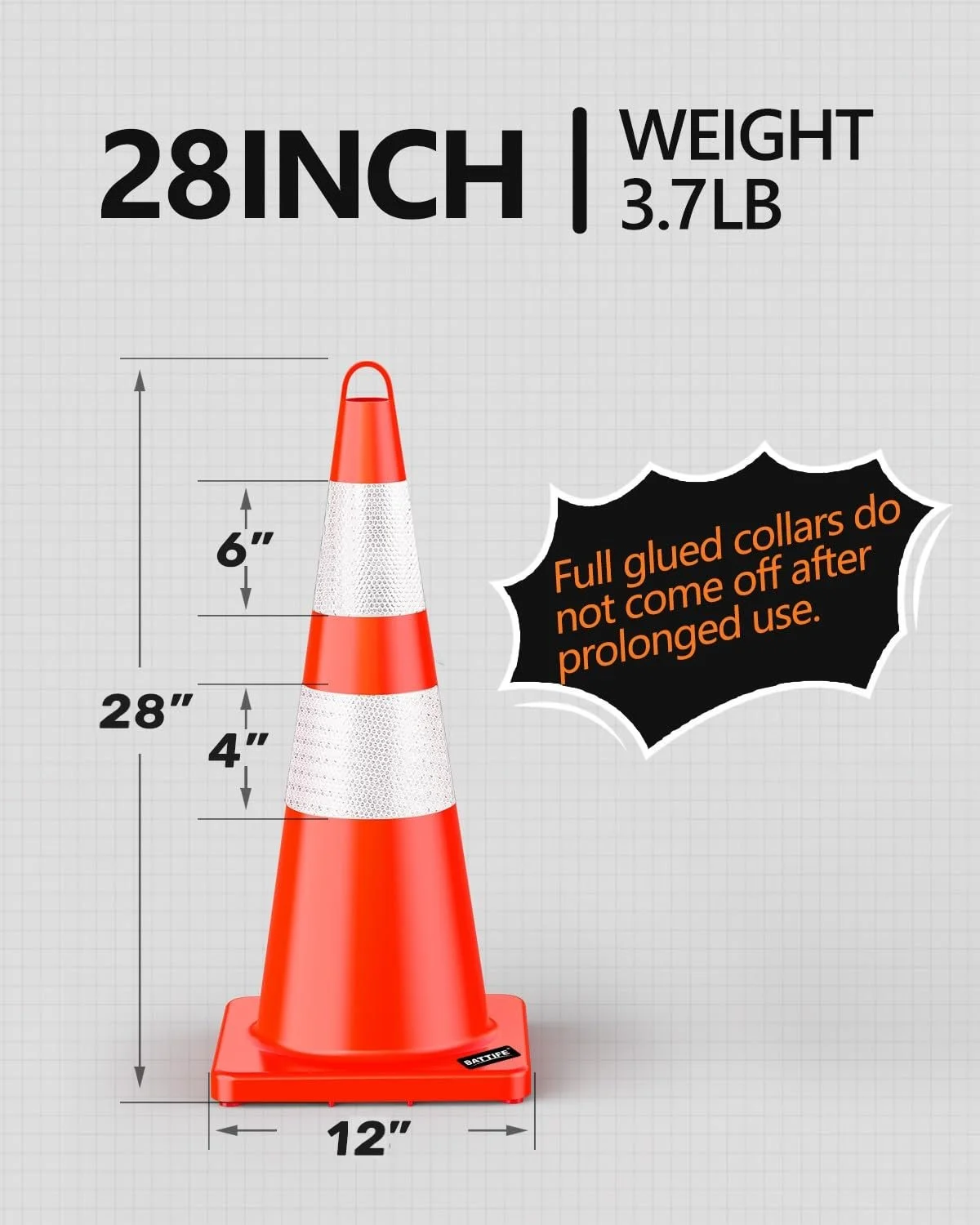 12-Pack of 28" FULL SIZE/WEIGHT Traffic Safety Cones