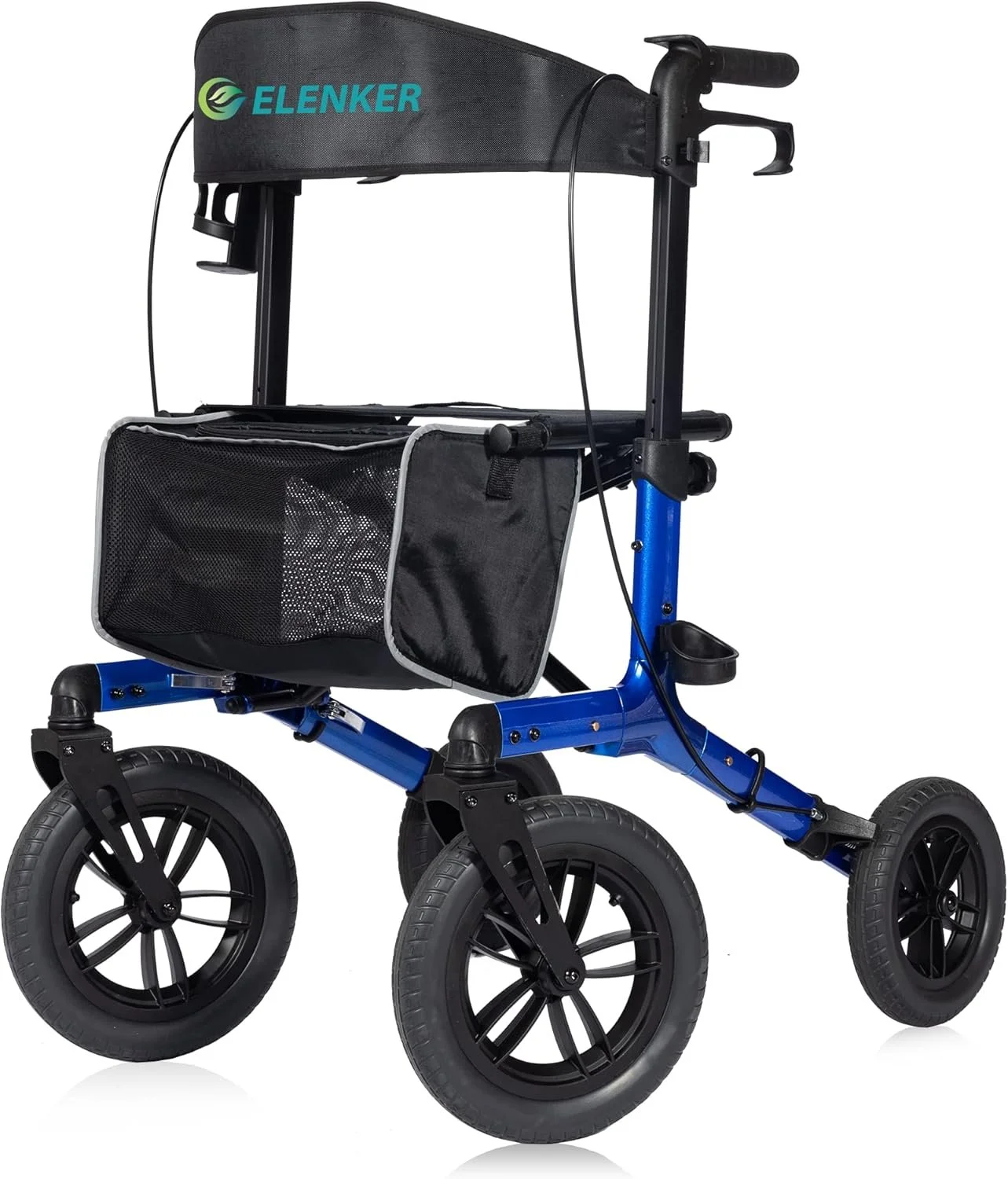 ELENKER All-Terrain Rollator Walker, 12” Wheels