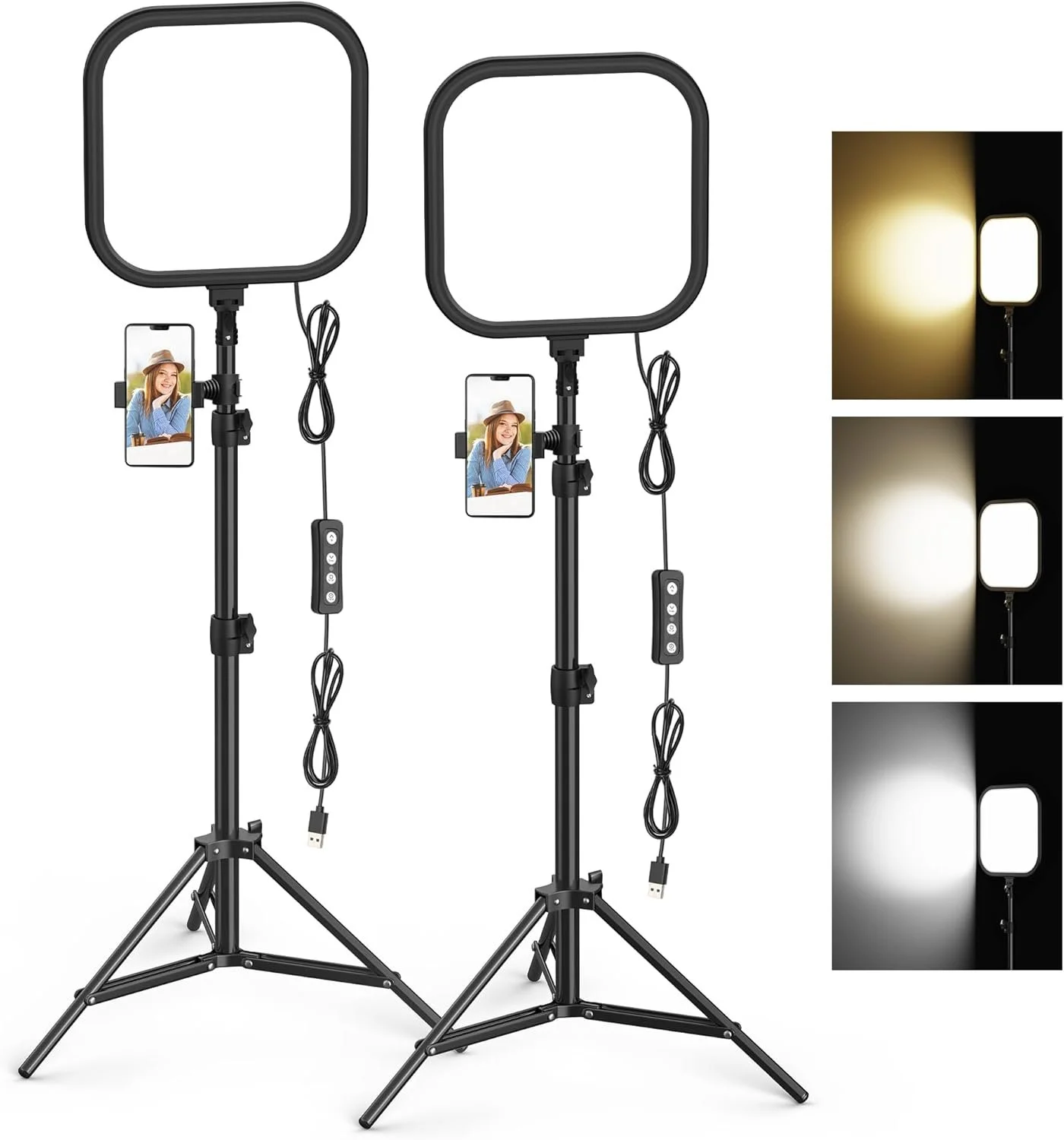 2Pack LED Video Light Kit, Hagibis 15W Photography Lighting Kit, 78