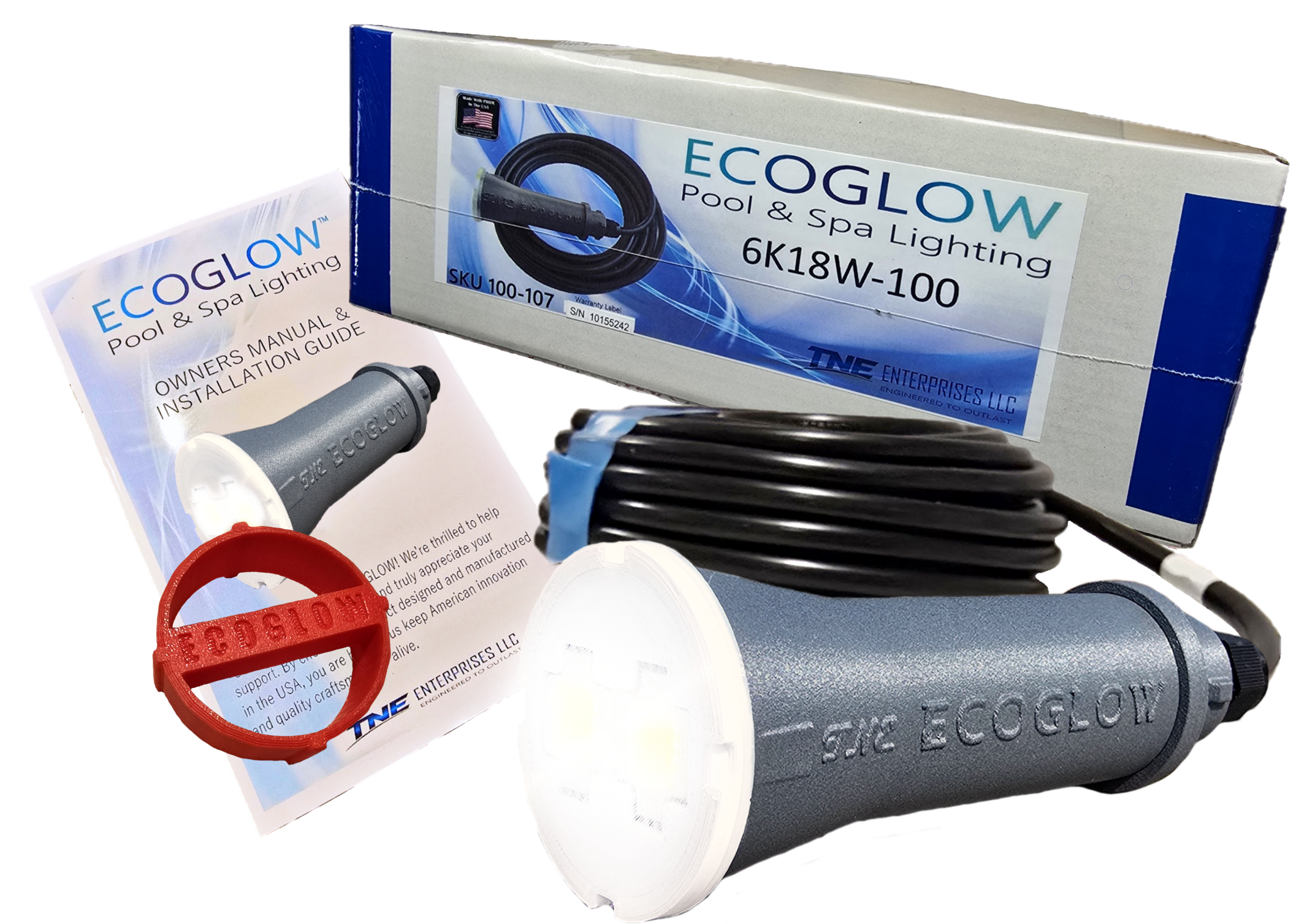 100ft Premium Pentair Globrite Replacement: ECOGLOW 6K18W-100, Made in the USA