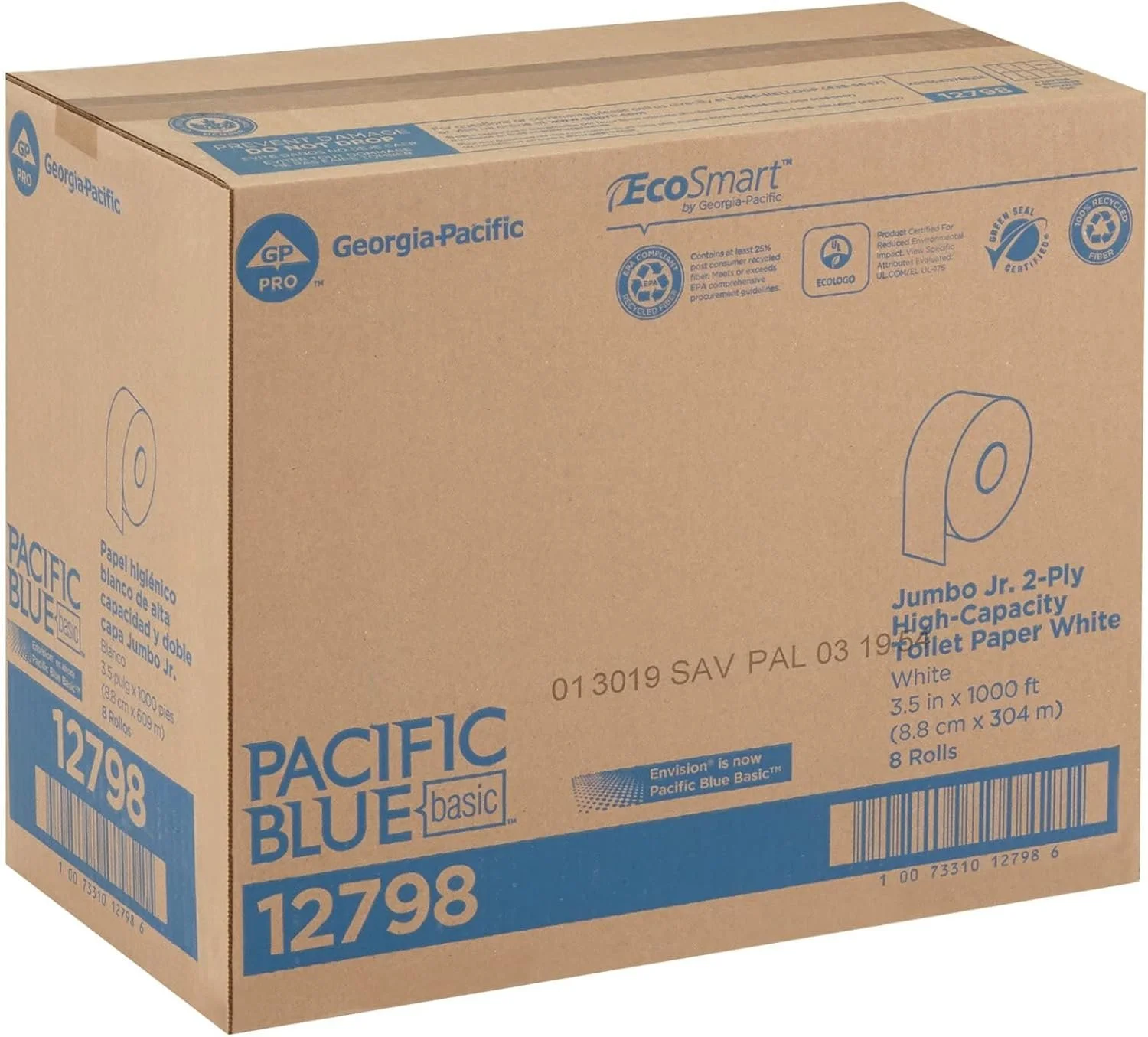PACIFIC BLUE BASIC® JUMBO JR. 2-PLY HIGH-CAPACITY TOILET PAPER