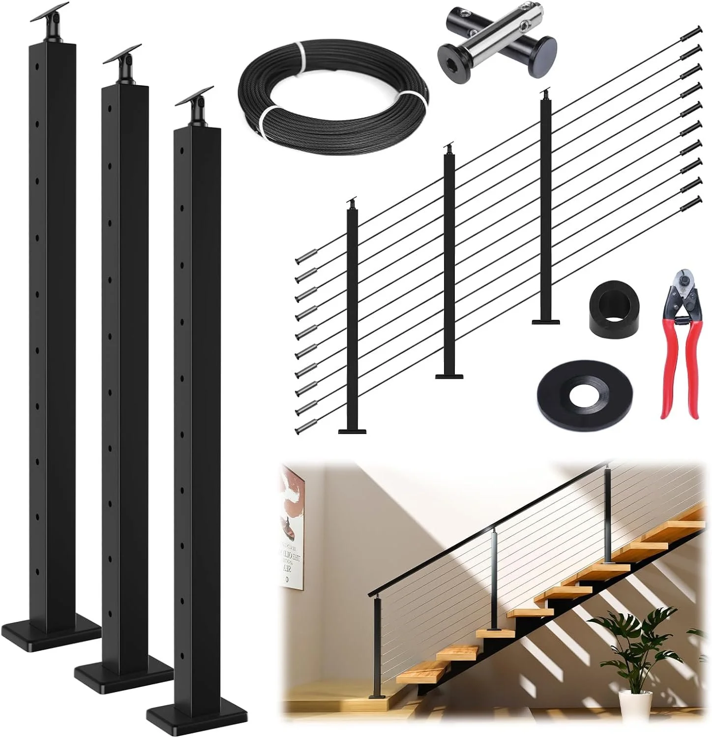 Muzata 10-15FT Modular Cable Railing Kit