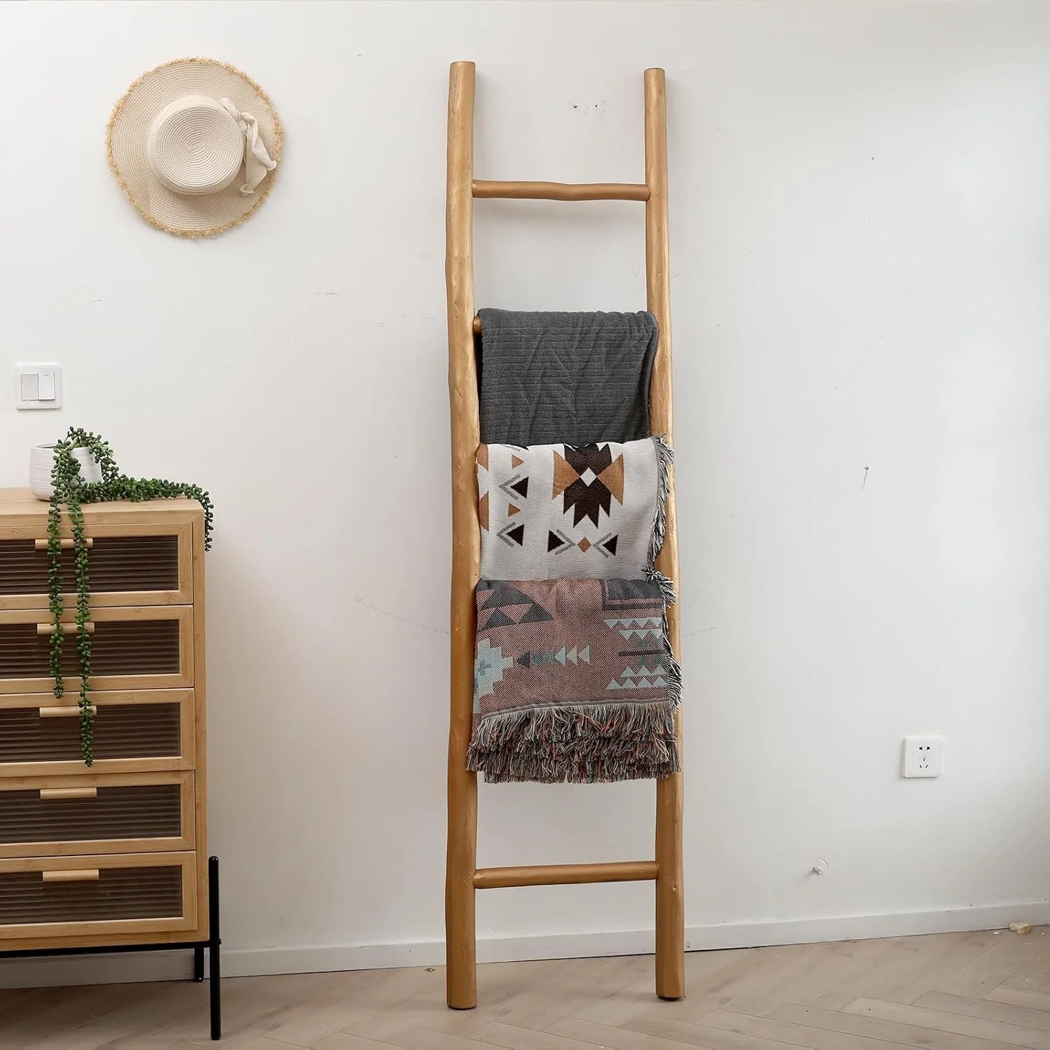 6ft Wood Blanket Ladder, Quilt Rack