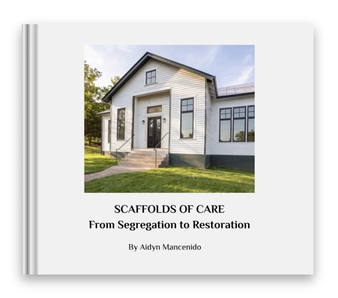 The front cover of a book with an image of a house, which tells the story of a client's journey with the renovation and historical preservation of a former schoolhouse during segregation in Central Virginia.