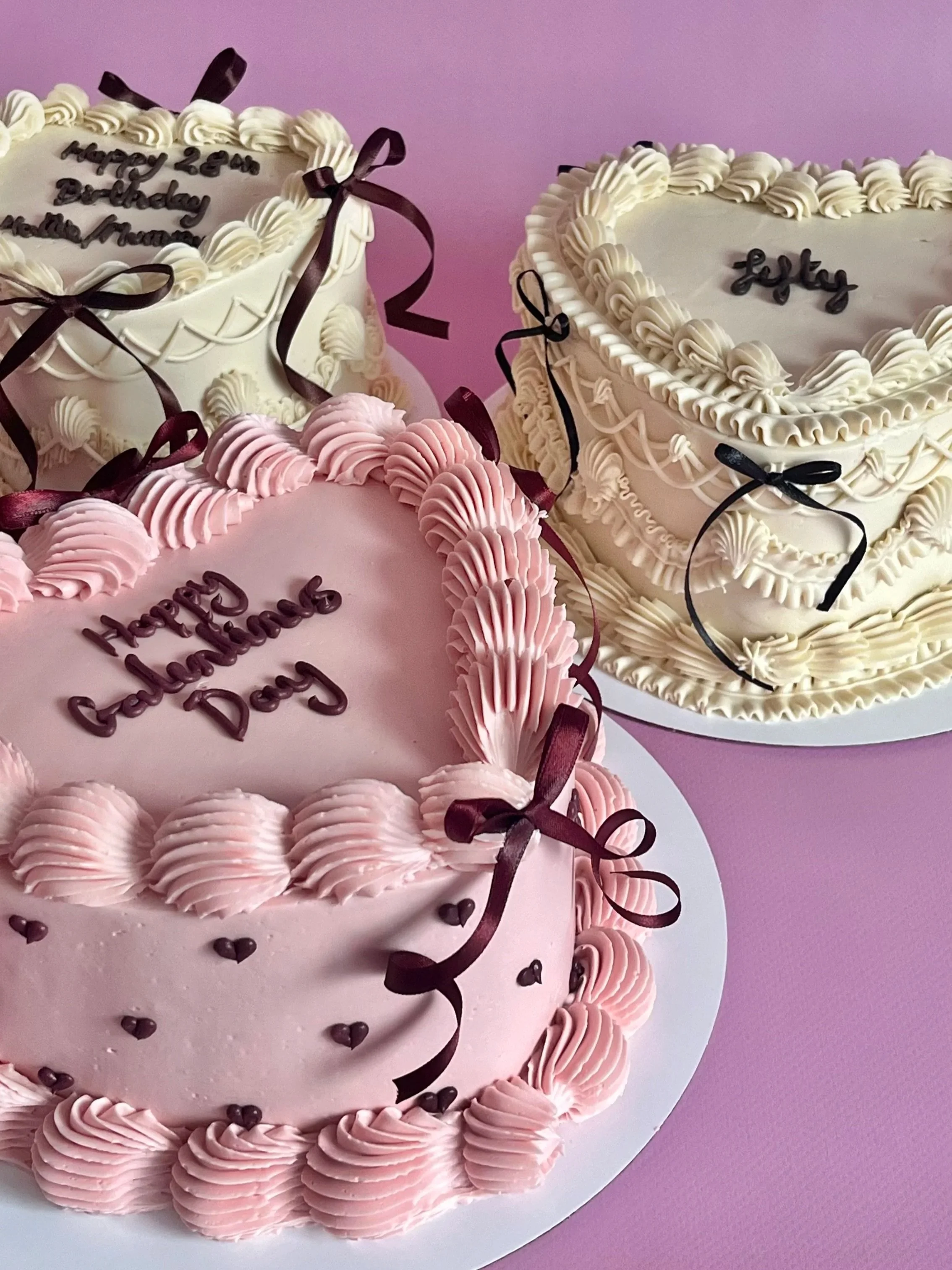 Pink and white heart cakes