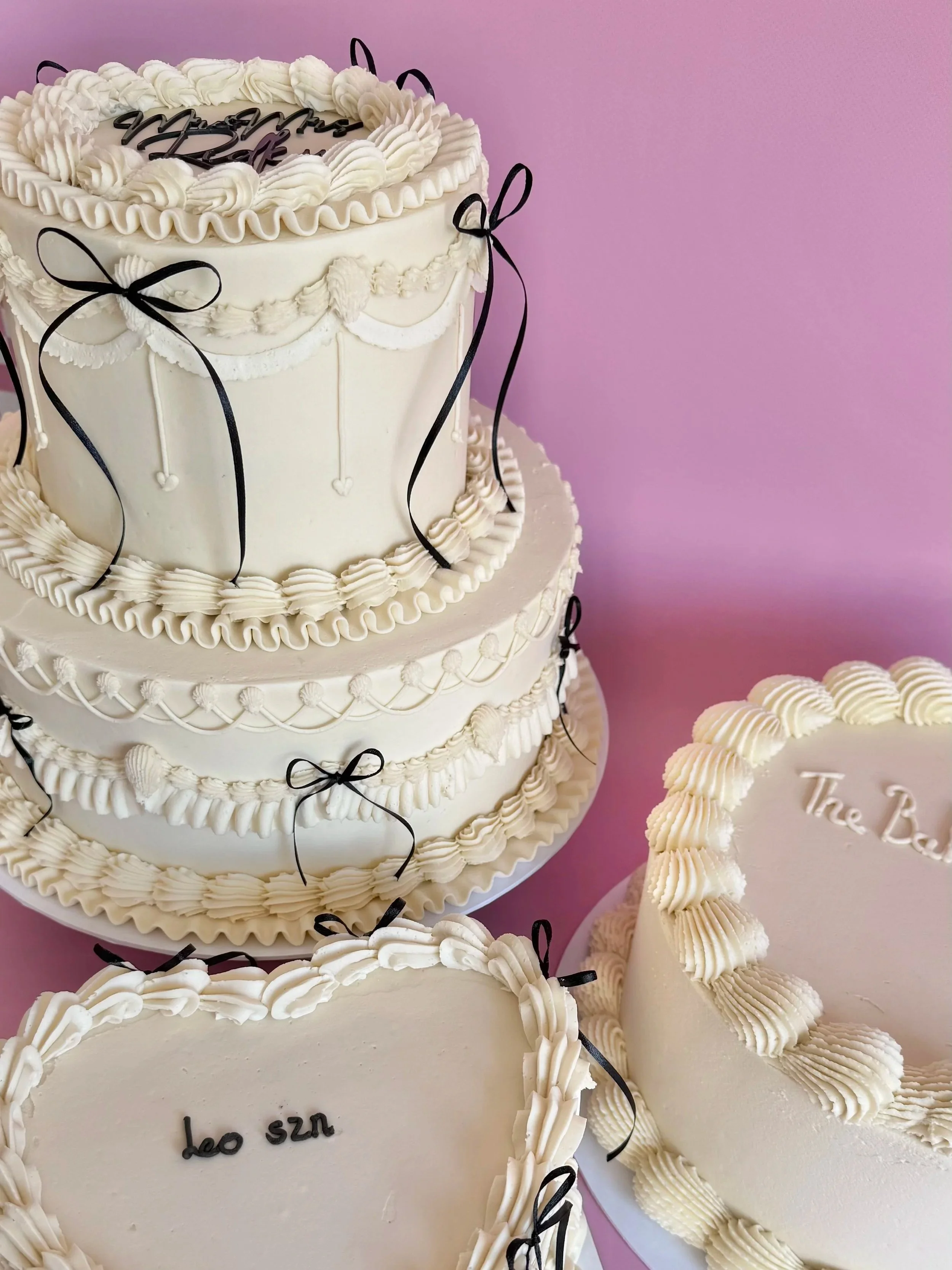 Two tier and heart shape cakes