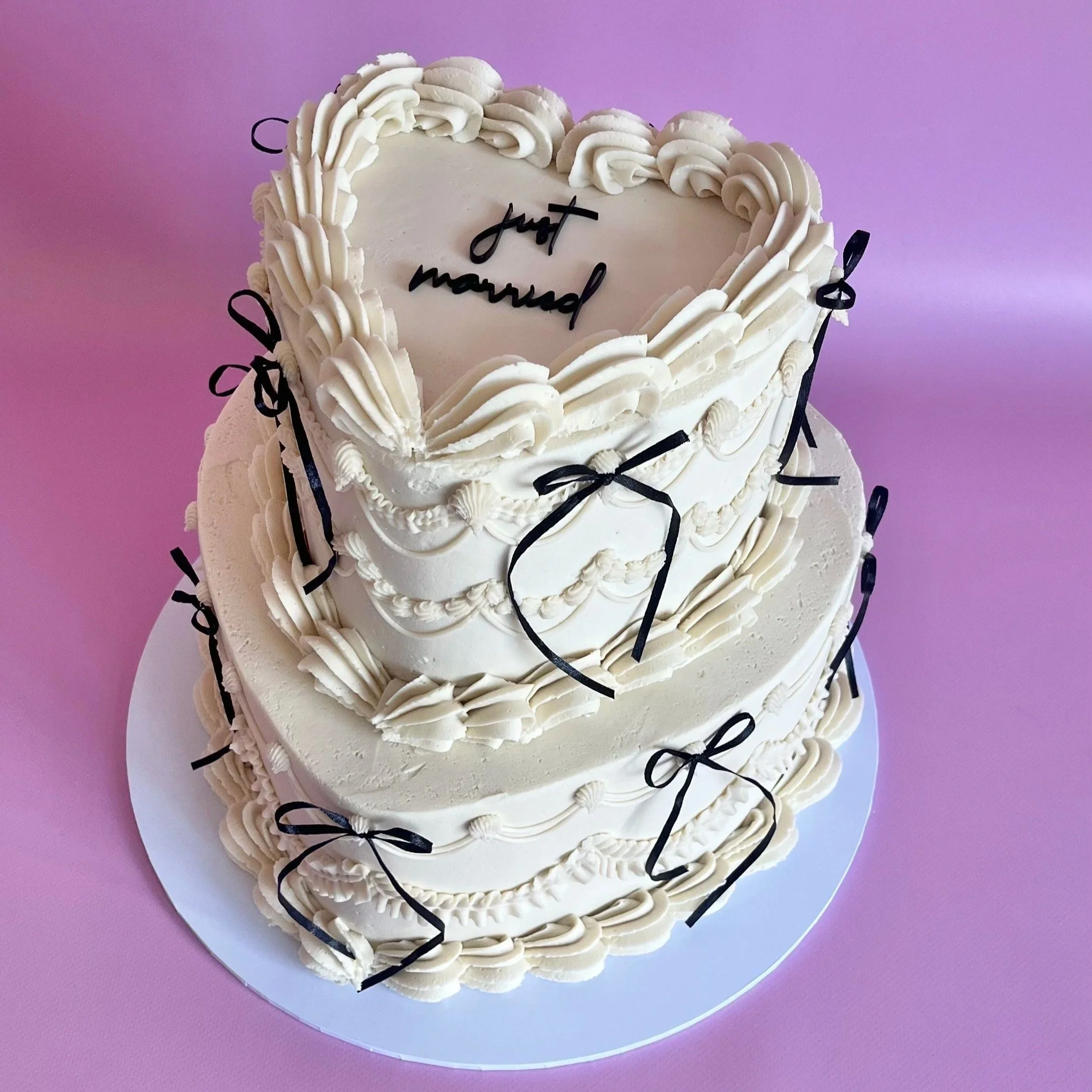Two tier heart shape wedding cake