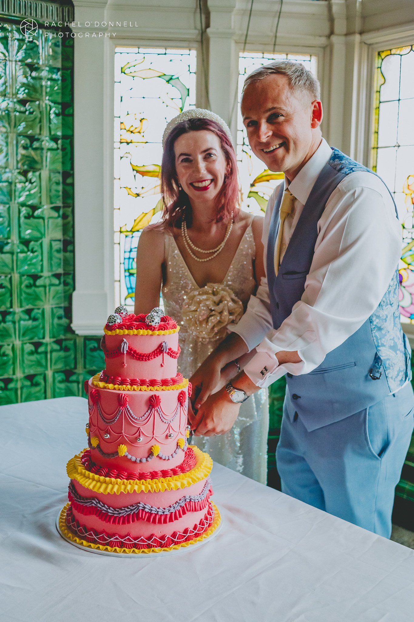 Colourful wedding cake