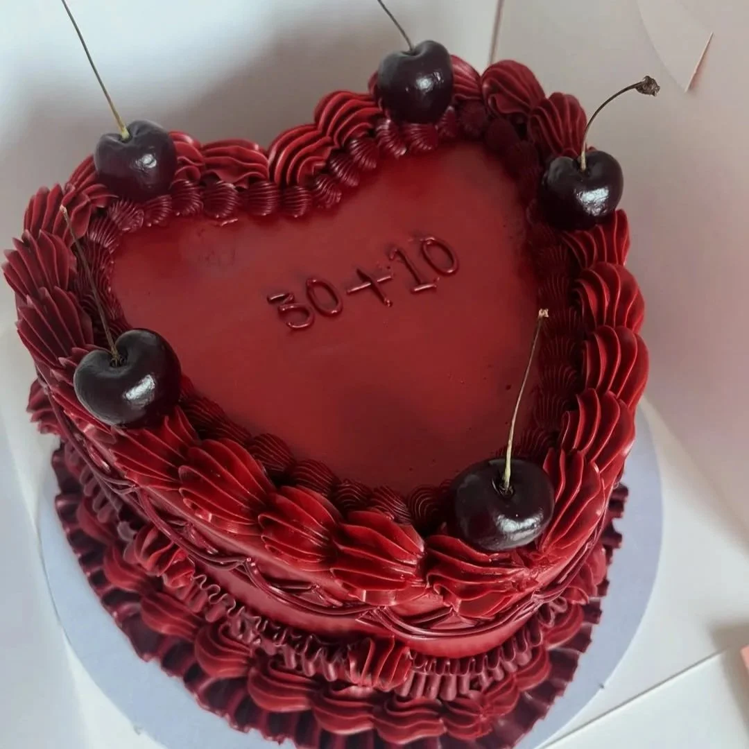 Burgundy heart cake