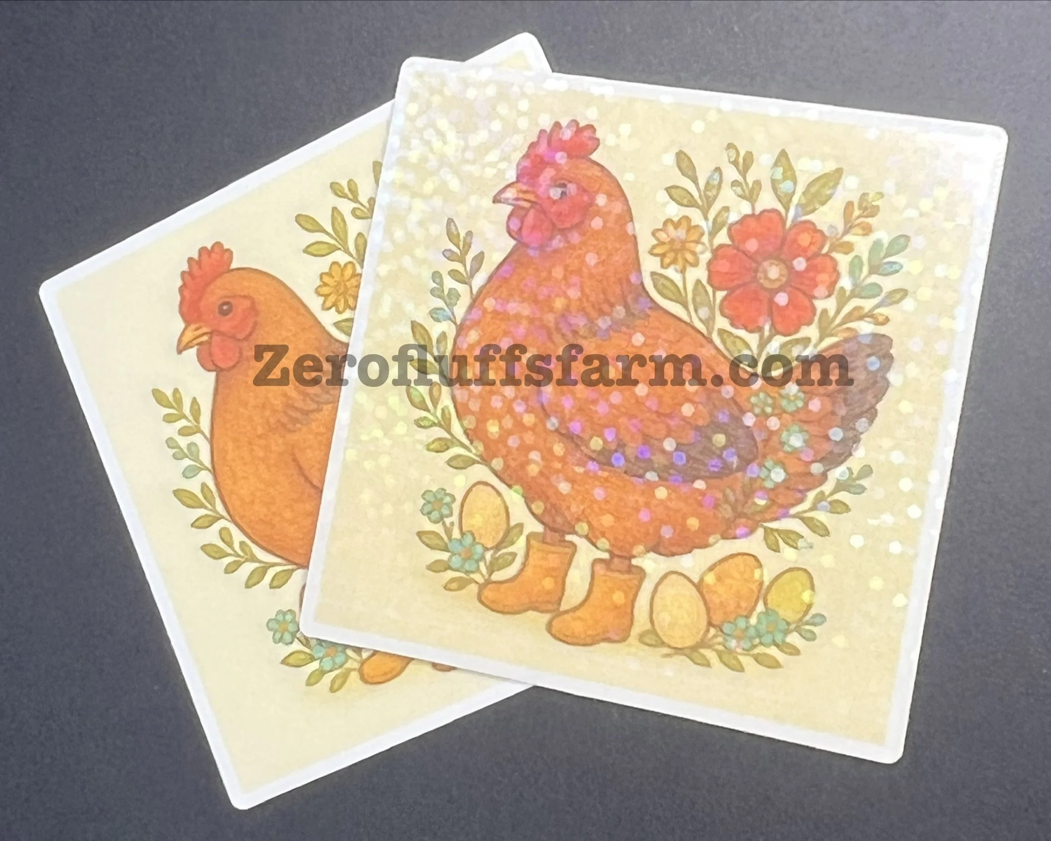 Hen with Flowers