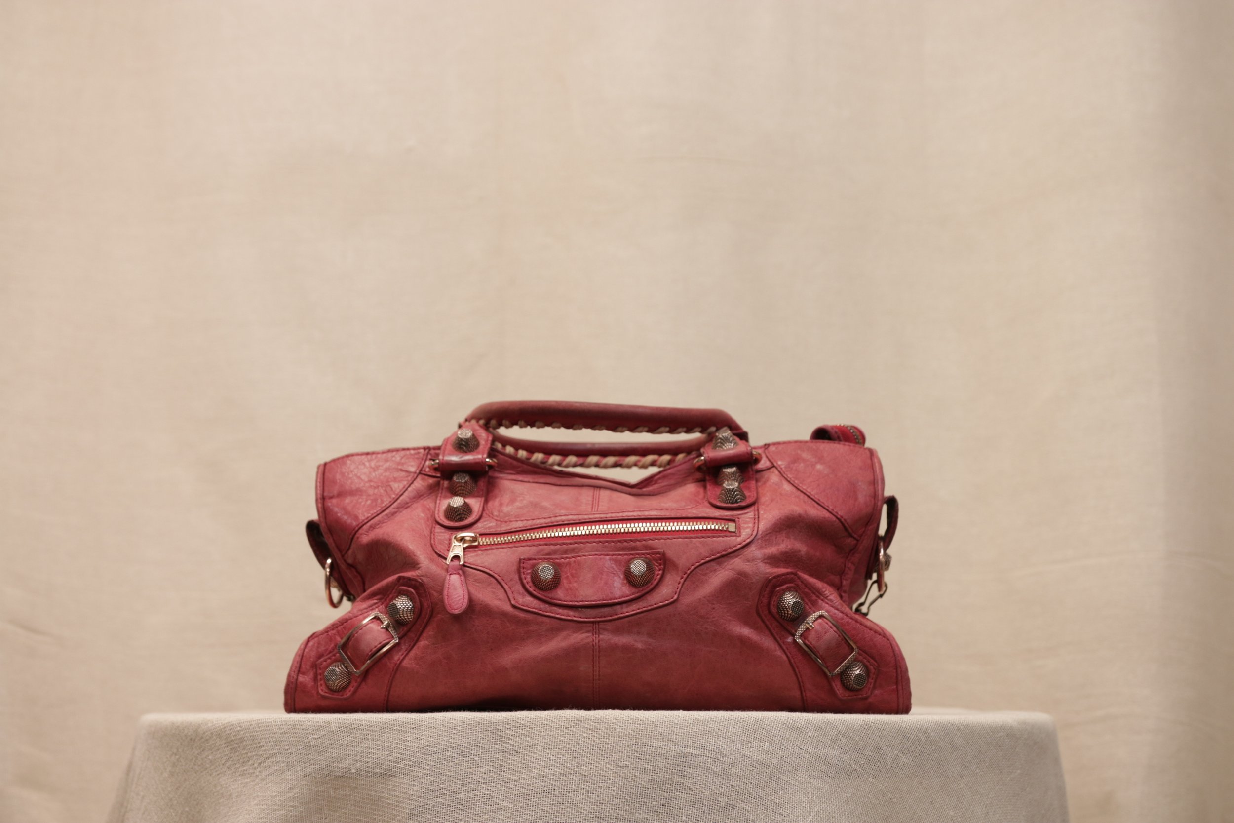 Balenciaga Motocross Giant City Bag in Worn Red