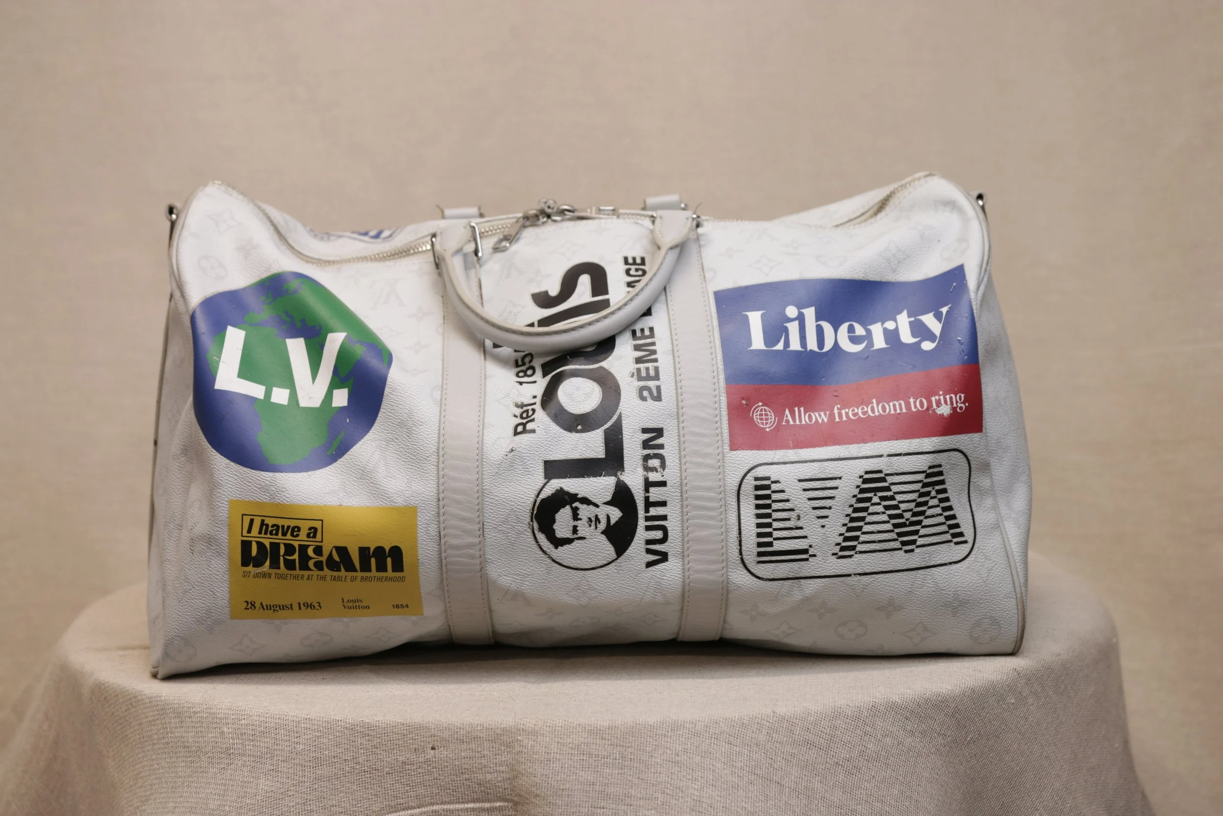 Louis Vuitton White Monogram Antarctica Keepall Bandouliere Logo Story 50