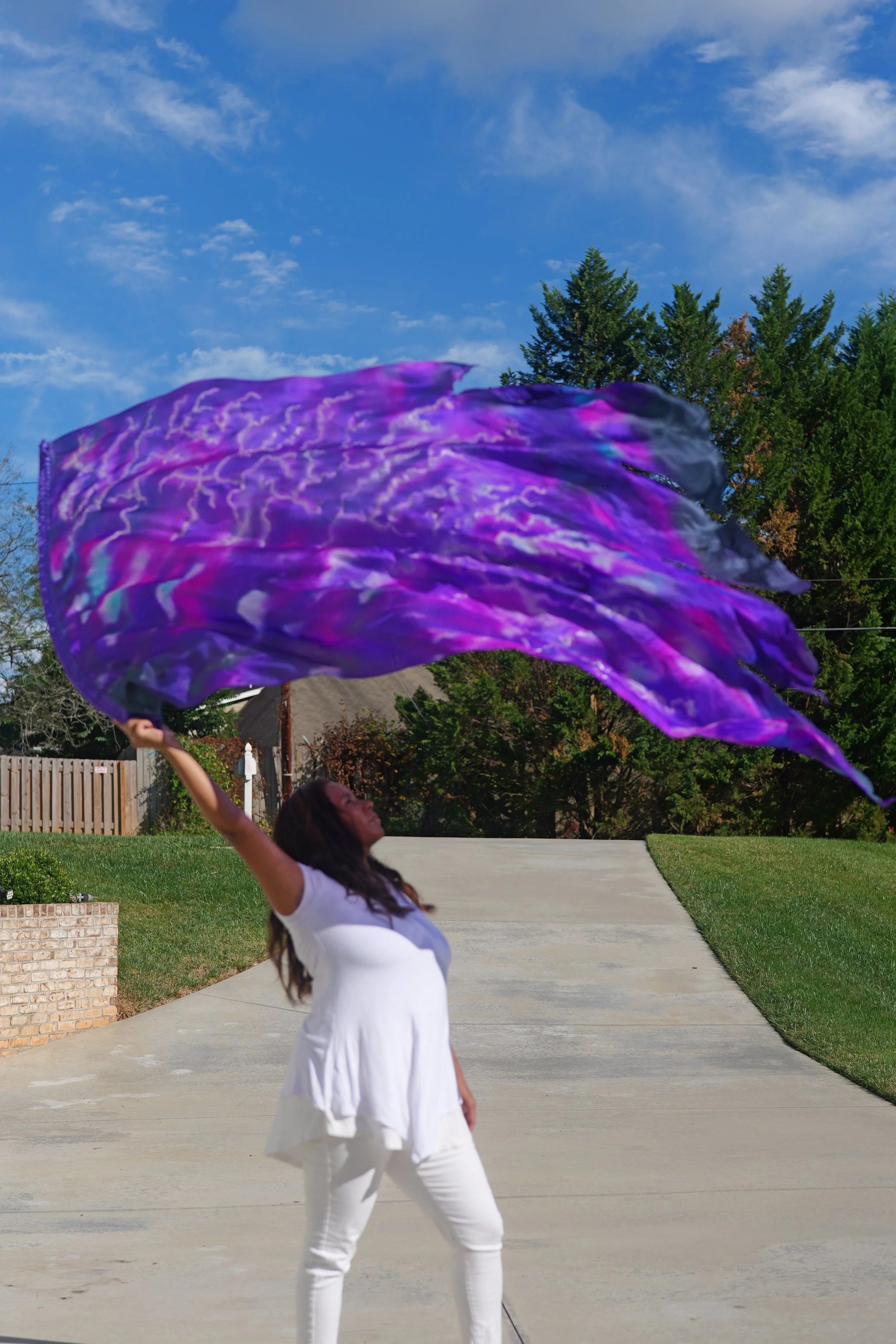 handpainted silk worship flag, thunder flag