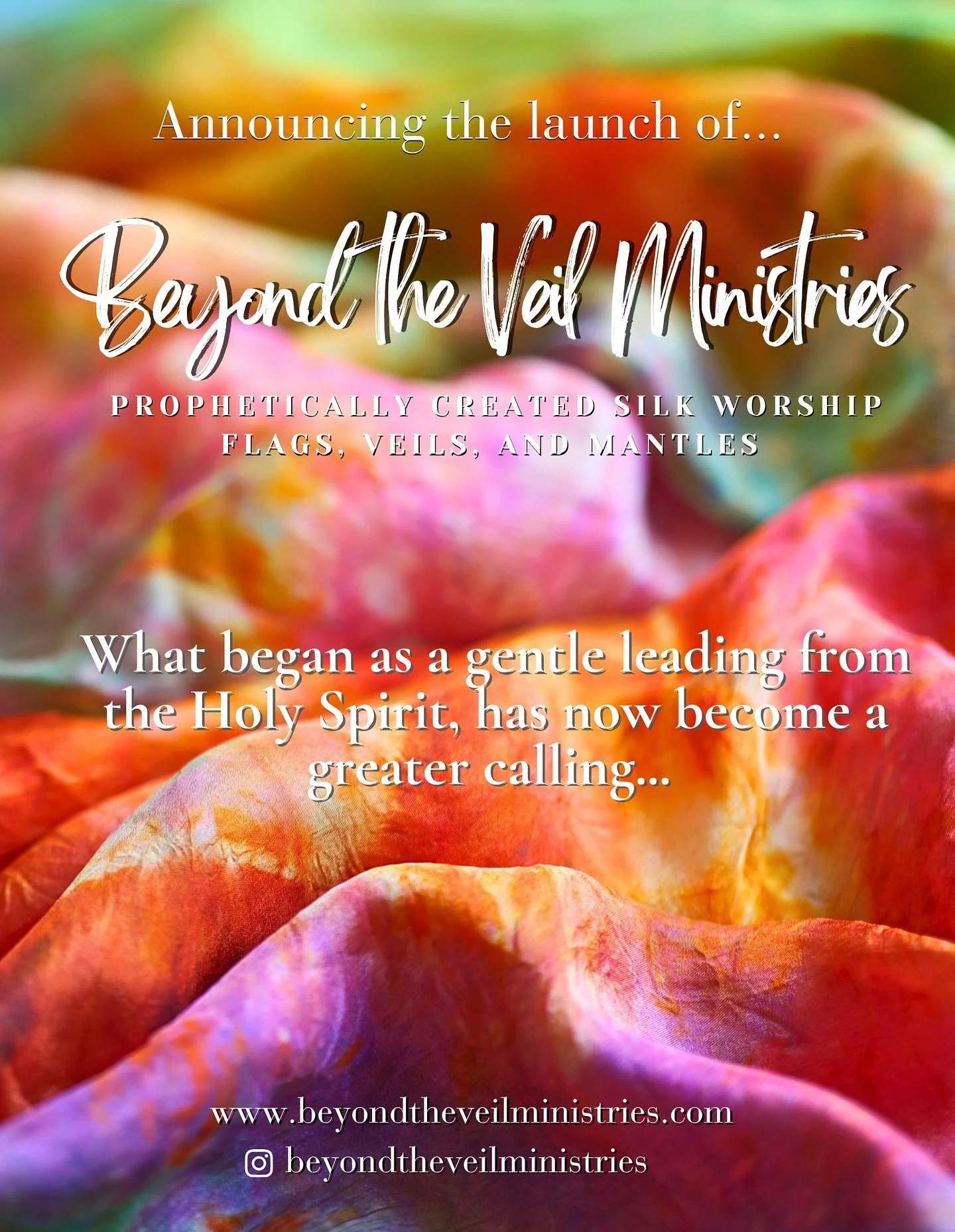 Announcing the Launch of Beyond the Veil Ministries! Friends and family, I am proud to announce that I am obediently answering the call into prophetic artisanship to create worship flags, veils and mantles for the Body of Christ. What began as a gen