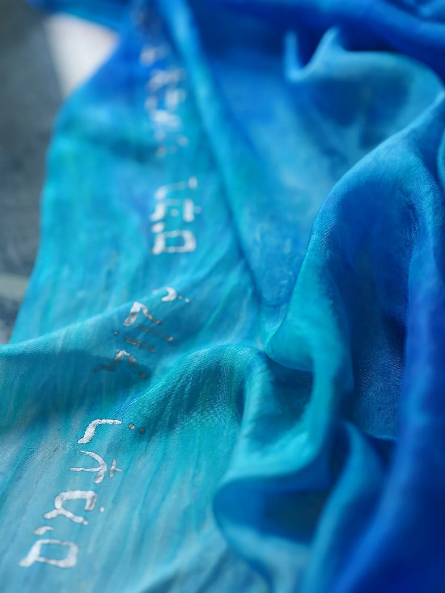 The Voice Upon Many Waters 
The Voice of Yahweh Collection, prophetic worship veil, hand painted Hebrew scripture revelation 19:6 

The collection features an assortment of creations that depict the very voice of Yahweh&hellip; 
&ldquo;The voice of t