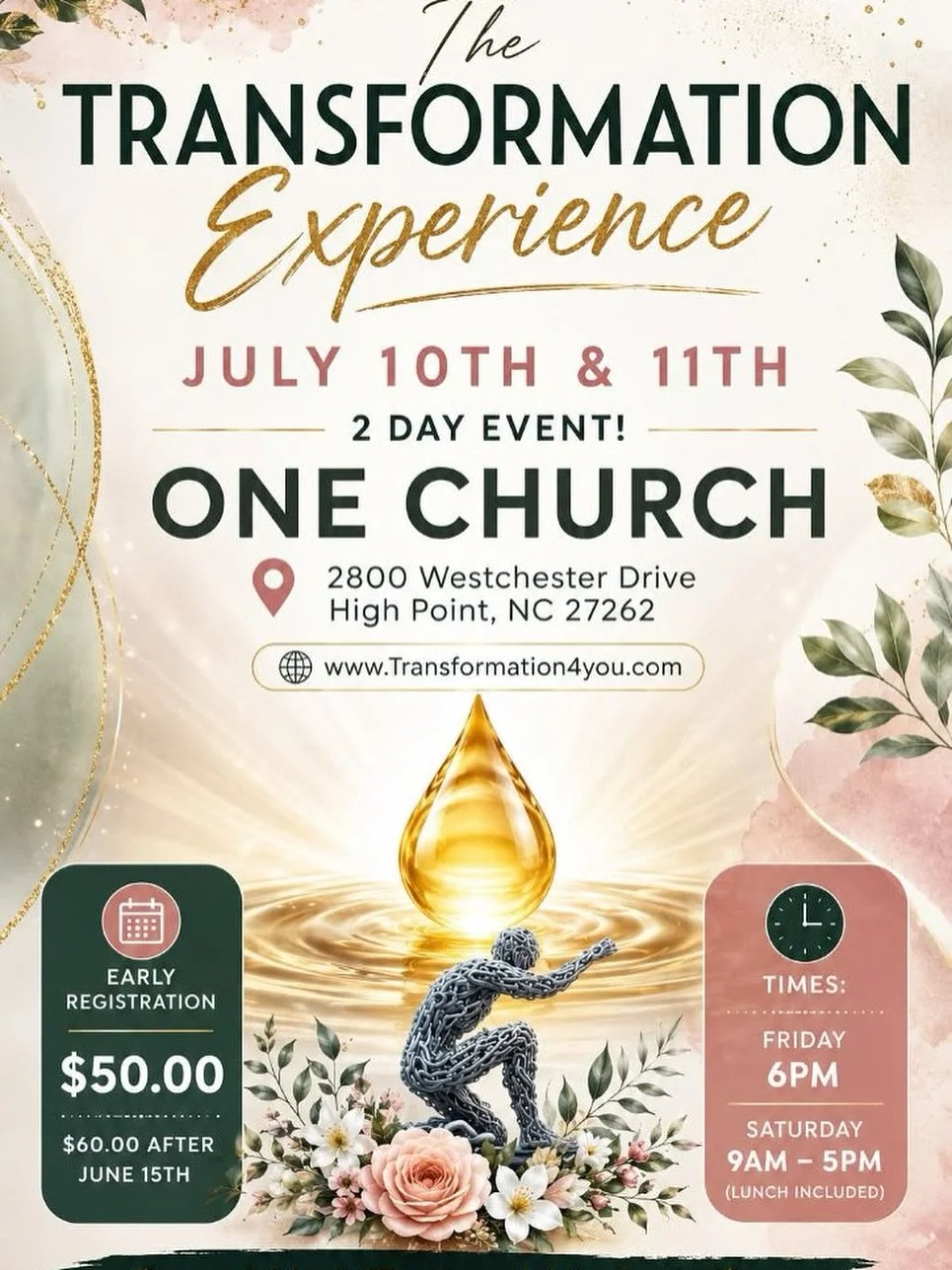 I am so honored to be serving with the ladies of The Transformation Ministry yet again, where deep inner healing and spiritual breakthrough has been taking place for over 20 years. Cycles of bondage are destroyed and strongholds dismantled. If you ne