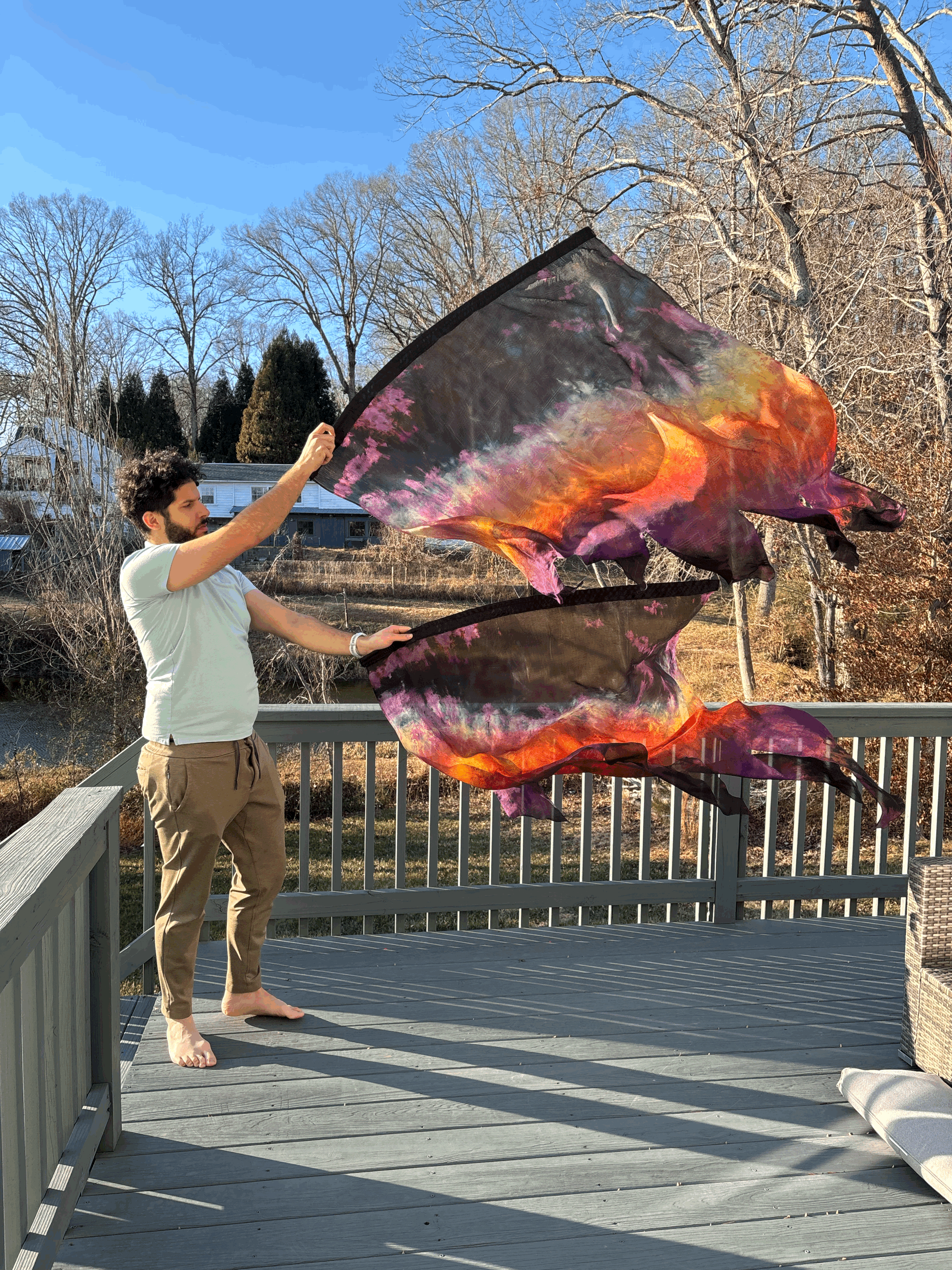 Fiery Eagle ( 1 set of 2 Silk Worship Flags)