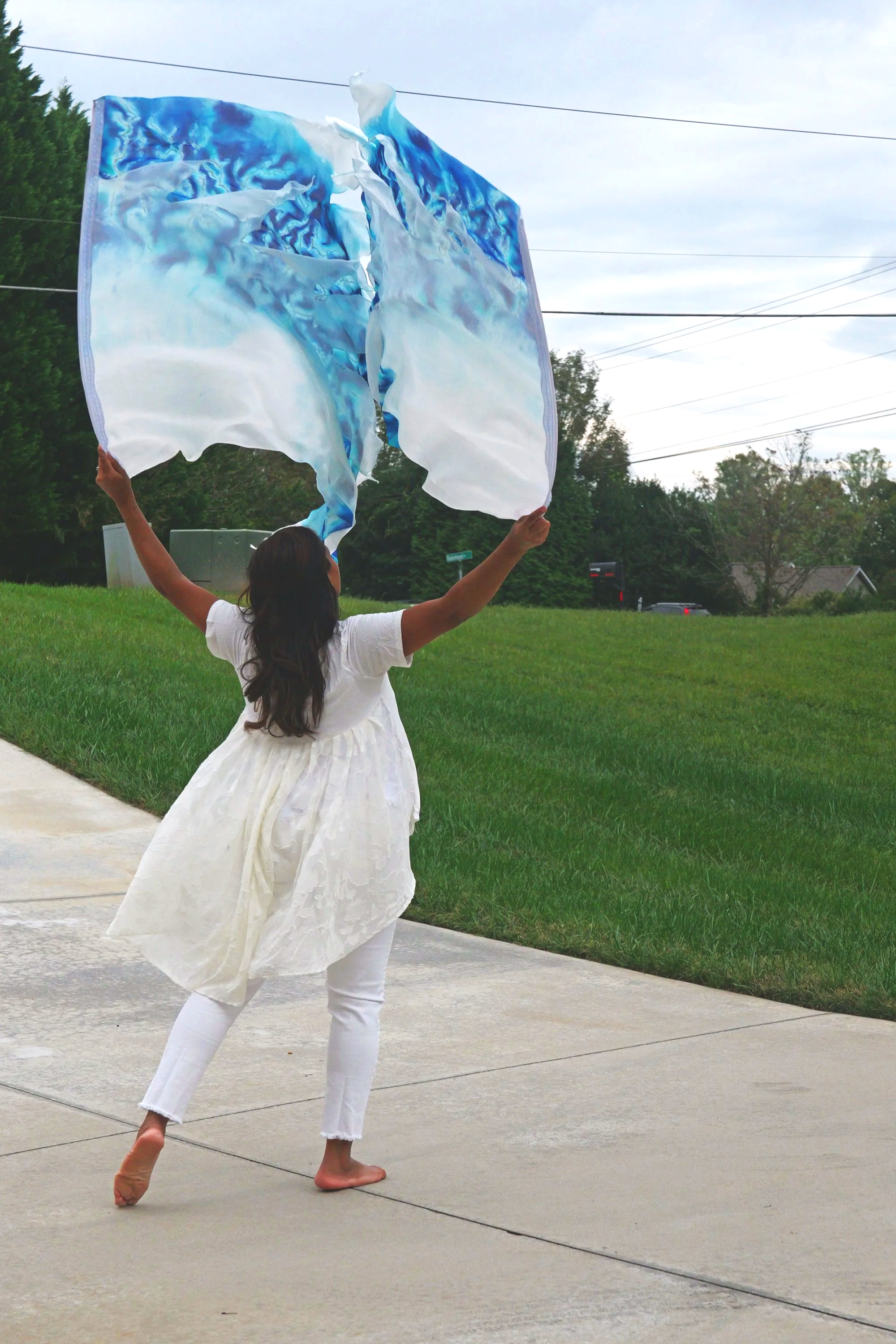 called to flag, worship flag, worship silk flag, handprinted worship flag, thunder flag, voice of god flag