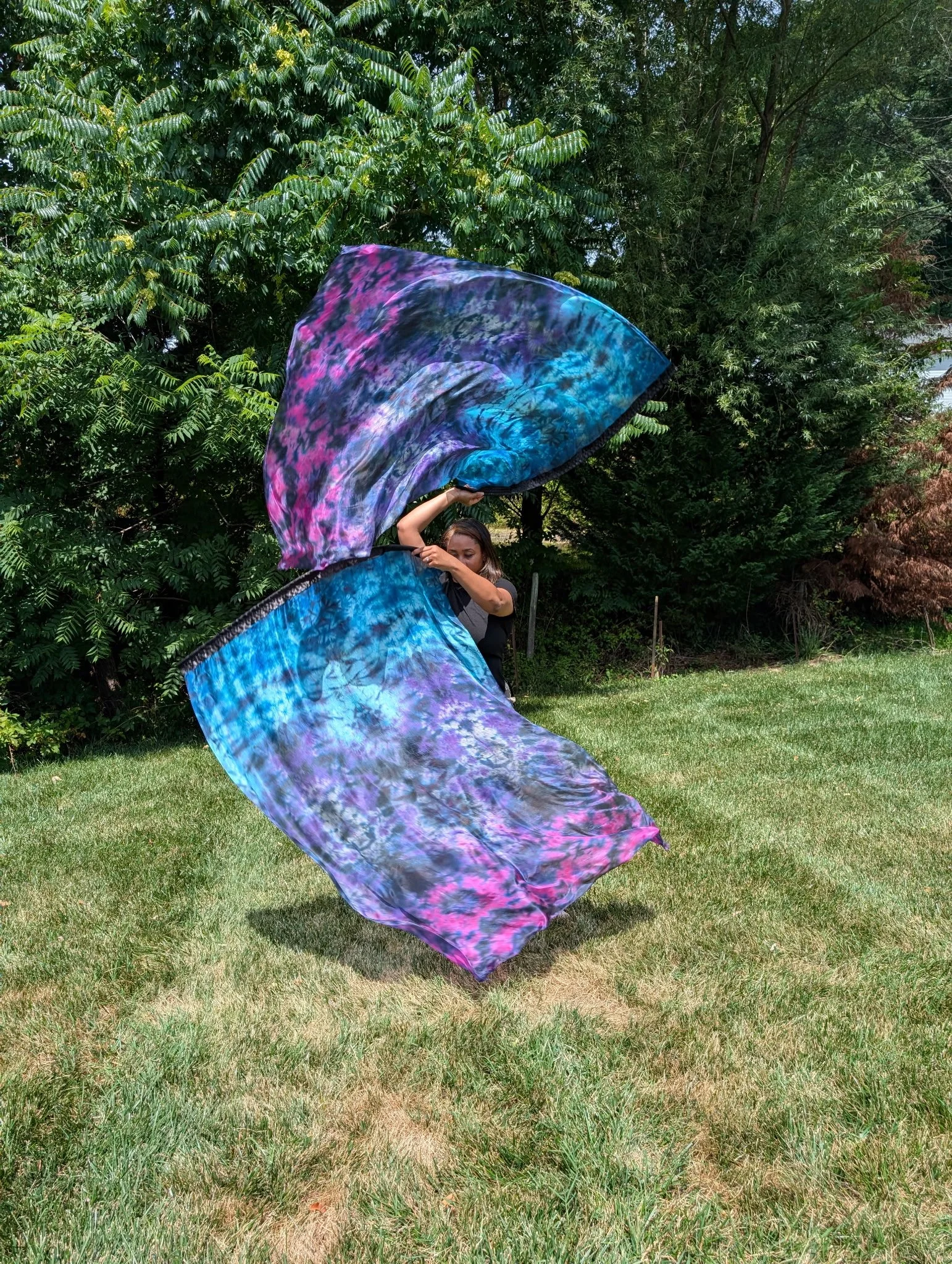 Prophetically hand dyed silk worship flag