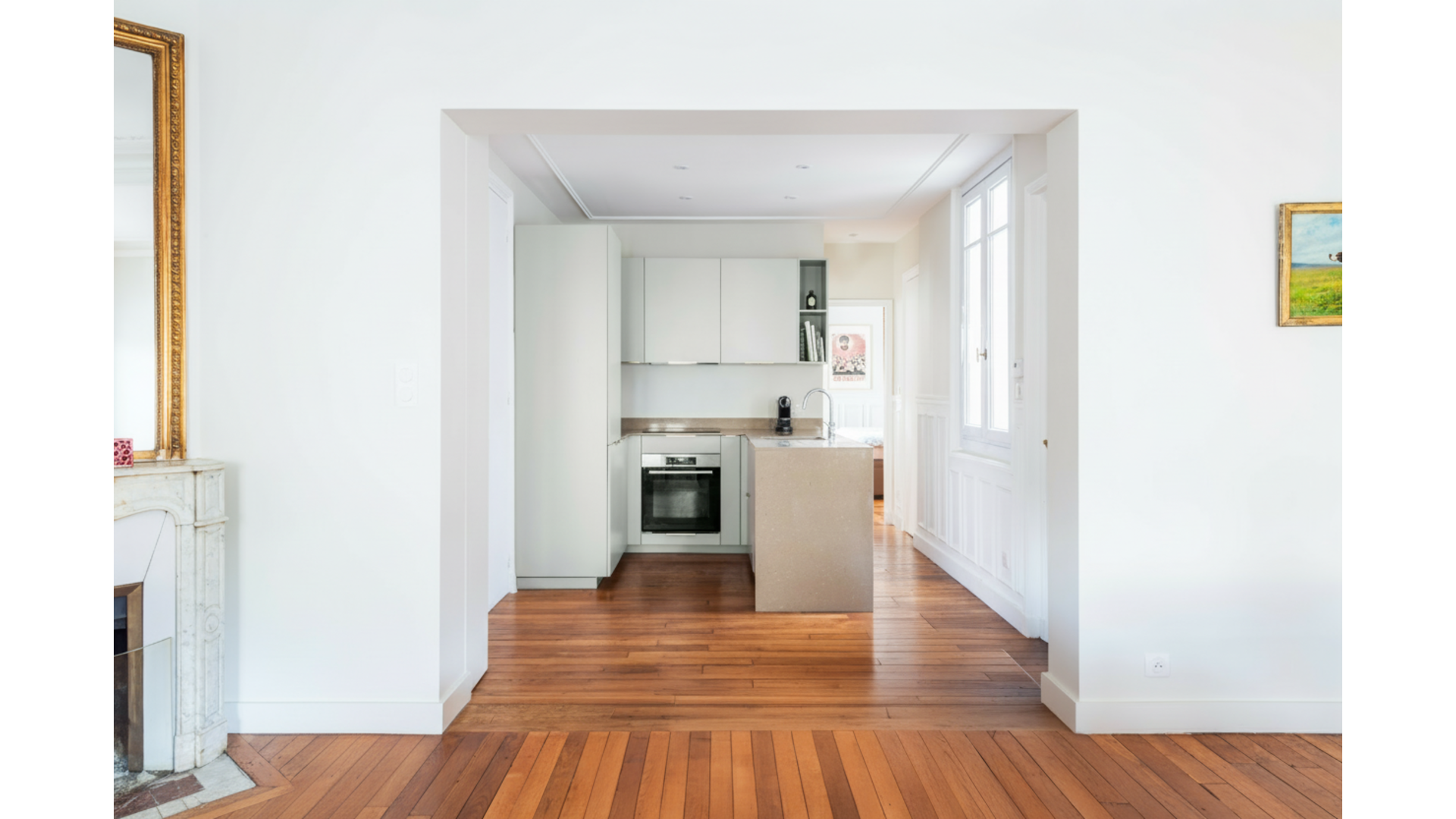 rénovation appartement haussmannien cuisine ouverte 
