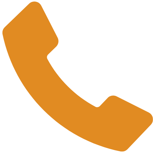 An orange phone receiver icon on a black background.