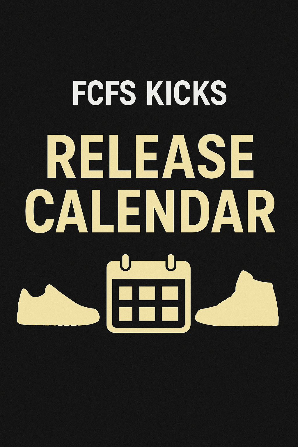 FCFS kicks release calendar with icons of sneakers and a calendar