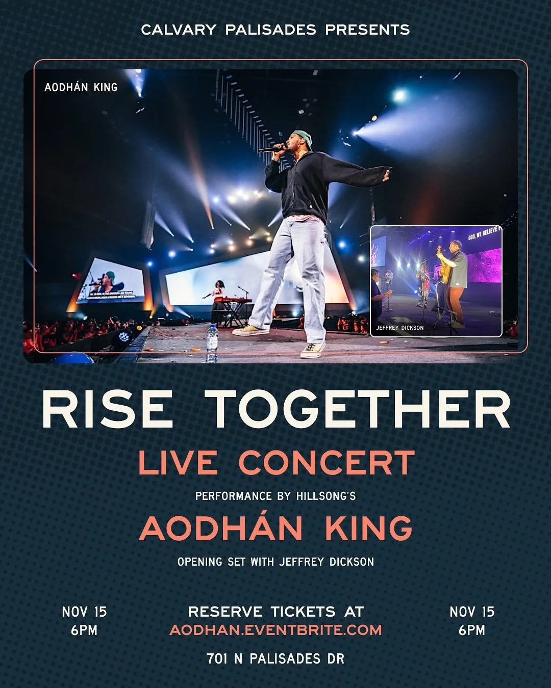 I&rsquo;m so excited to announce Aodh&aacute;n King will be coming to share his music live at Calvary Palisades on Saturday, November 15 | 6 PM. Join us for an amazing night. I am going to play some new songs to open the show with a few friends &hell
