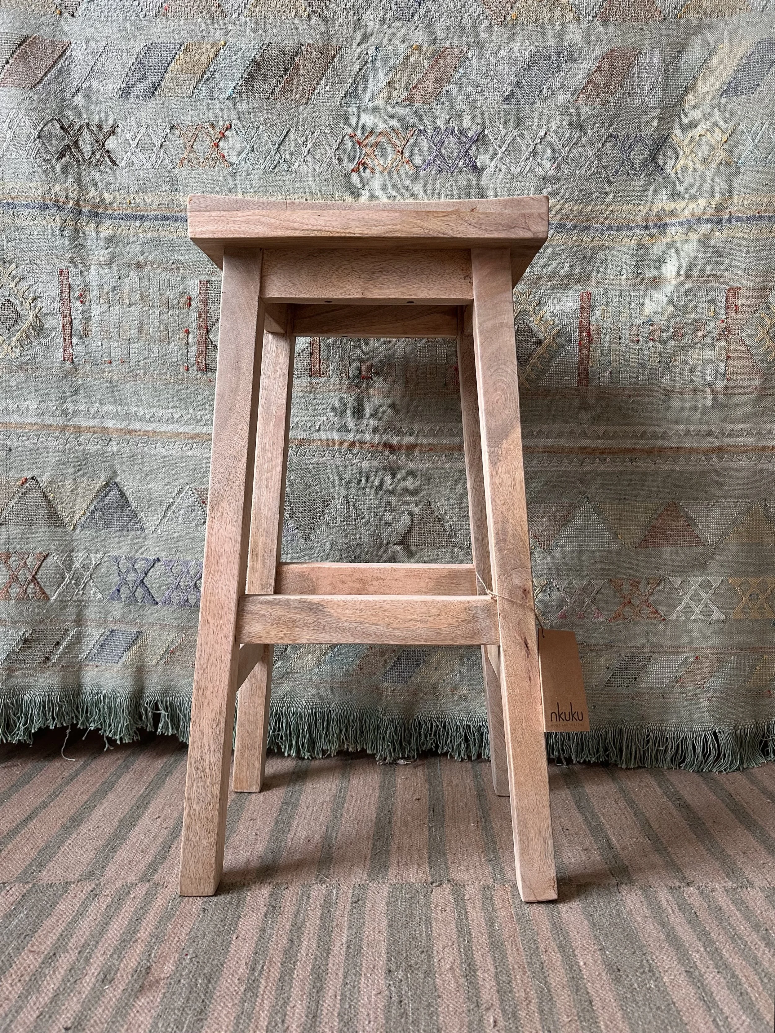 Nkuku, Ambi Wooden Stool - Tall (RRP £250.00)