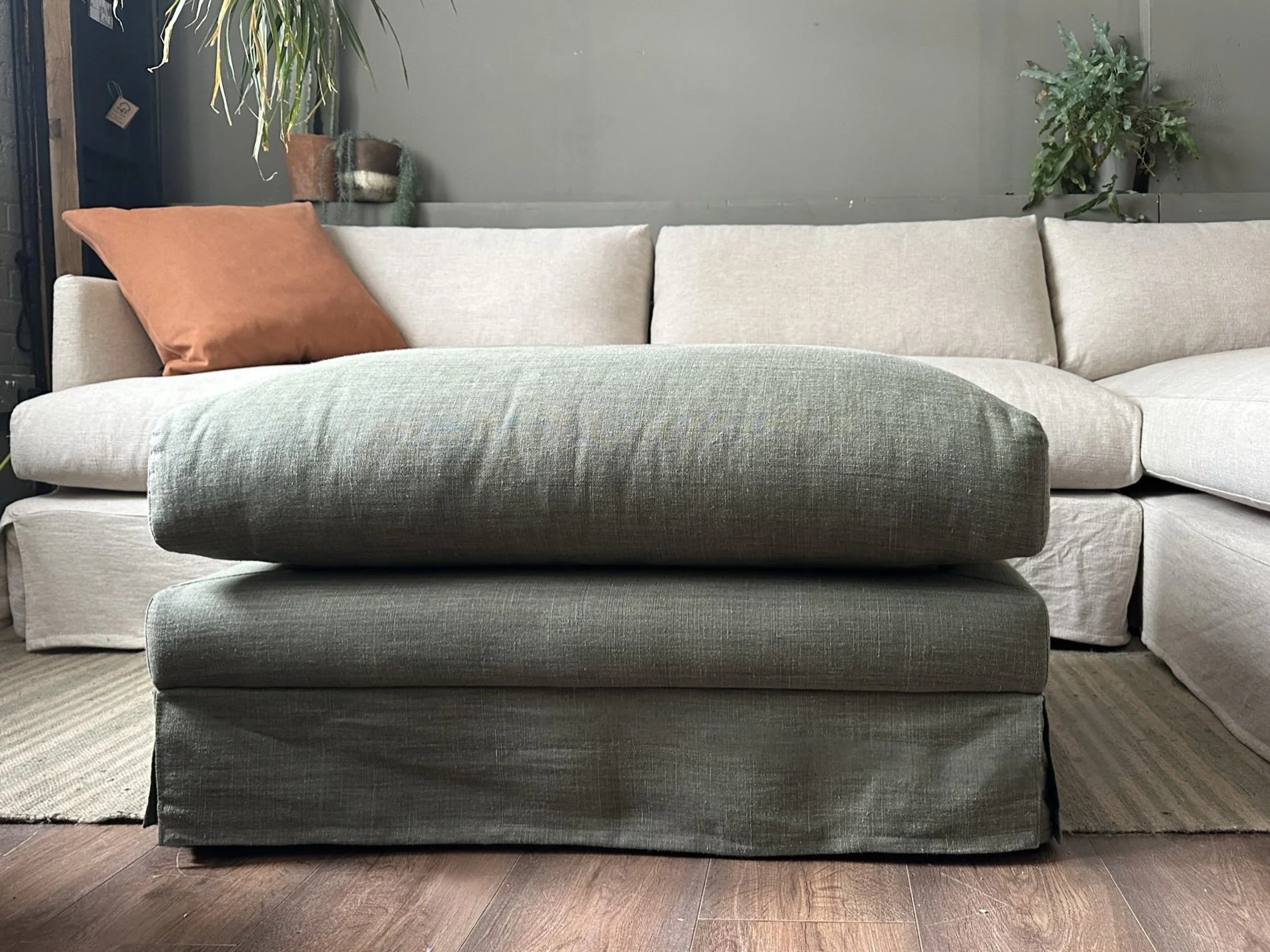 Love Your Home, Angelina Footstool in Bay Linen (RRP £875.00)