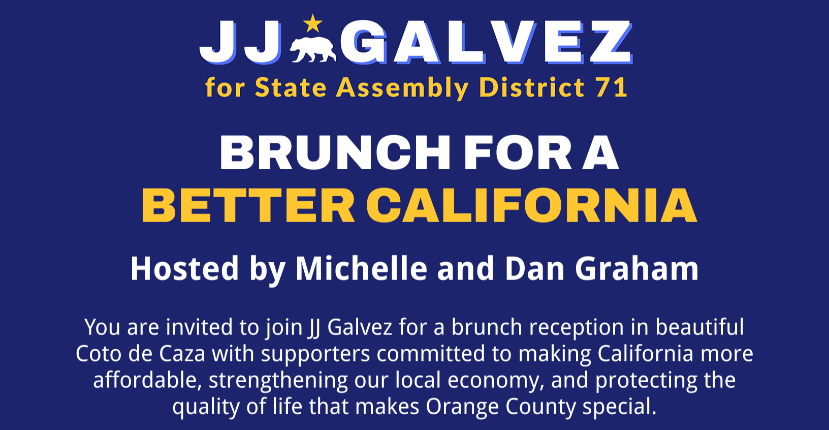 A graphic inviting supporters to buy tickets for a fundraiser Brunch for a Better California