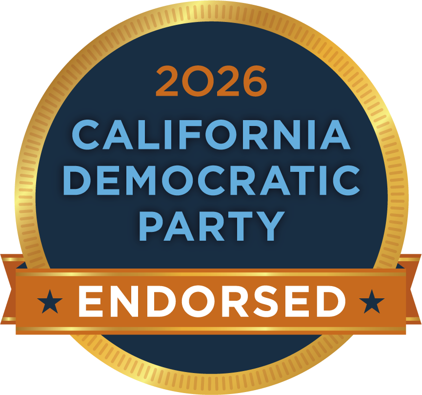 The seal confirming JJ Galvez is endorsed by the CA Democratic Party for 2026