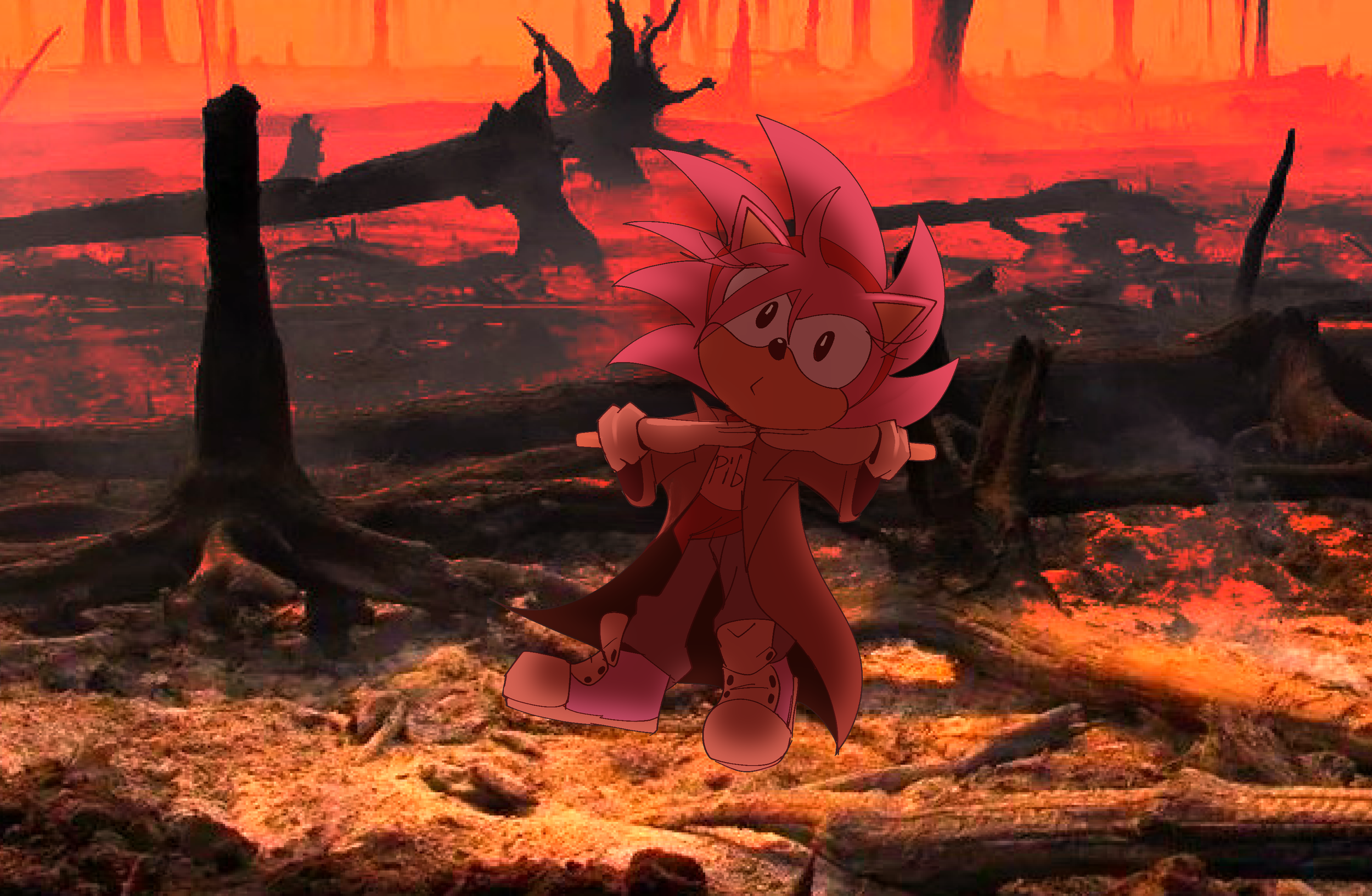 Amy Rose in "BIRDBRAIN" (Character by SEGA) (CLIP STUDIO PAINT)