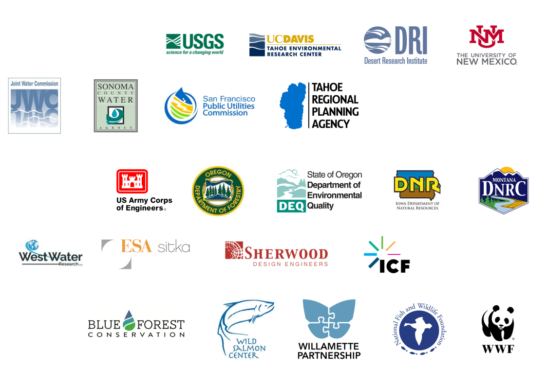 Collection of logos from various environmental, water, forestry, conservation, and research organizations.