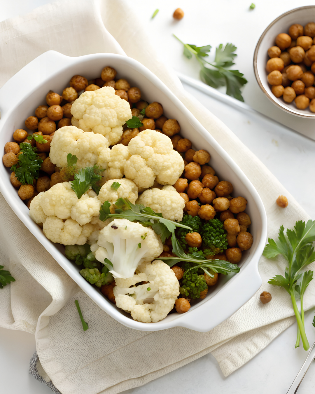 Gerösteter Blumenkohl mit Kichererbsen &amp; Kräutern