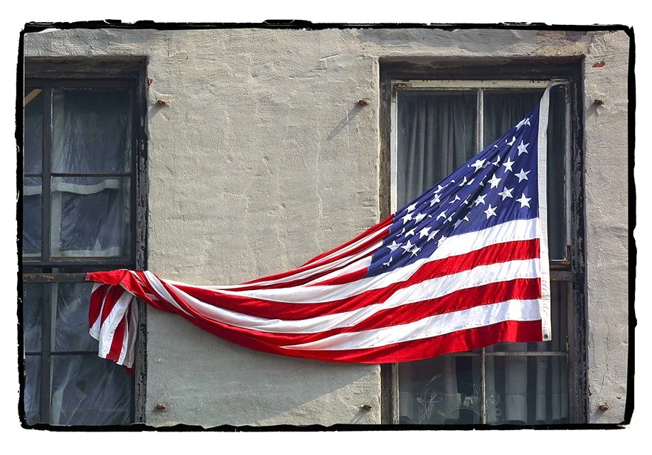 9-11 • Flag On Fire Escape.jpg