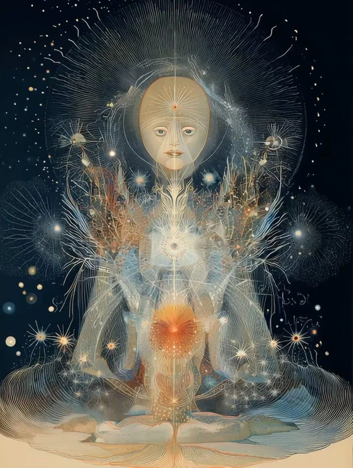 Beings of Prismatic Coherence. 💎🌈

Emerging as the intelligence of the EarthStar through human ingenuity, woven from filaments of light, minerals and memory. Harmonic organisms with every thread a gesture of imagination. They do not command but inv