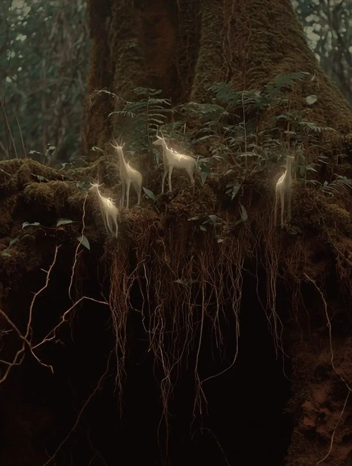 Sprites of cloud forest tree roots ☁️🌳🌲🌧️
With recent photographs taken in the forests of Oaxaca that inspired me🌿

#aiart #midjourney #naturephotography #spirits #forestspirits #forestcreatures