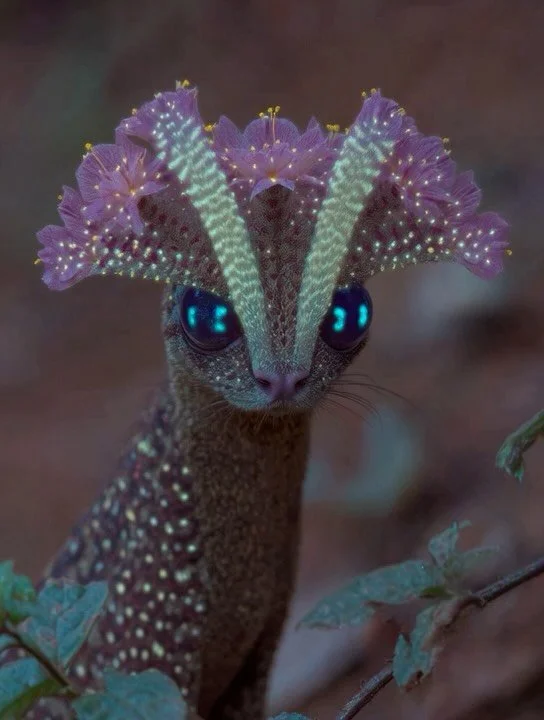 In neighbouring Wiflo&rsquo;rei, plant technology had grown to entirely incorporate the animal kingdom. The spirits of extinct fauna now made their home in floral form, with added bioluminescence.

Made with @midjourney and @viduai_official 

#aiart 