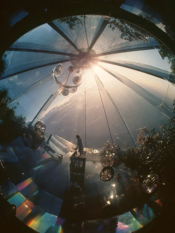 Part 1 of The highrise bio-spirit-labs (and accompanying low orbit satellites). They had 144 levels of transparent research spaces set up to accommodate free 3-day private residencies once a year for anyone interested. This popular program was design