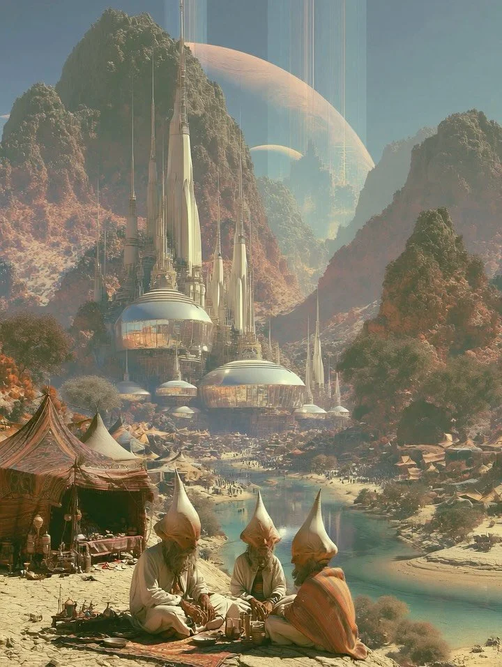 Negotiations along the trade route of Marip&eacute;siak pt1🪐✨🪸

#aiart #scifiart #fantasyart #scifi #midjourney