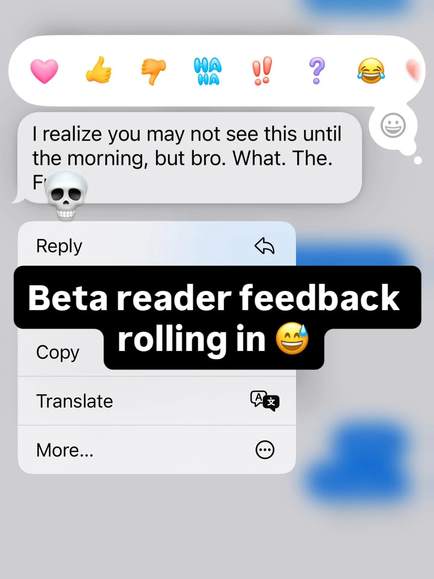 I was beyond nervous to share my work with others, but I have loved every ounce of feedback - positive and constructive. This is one of my favorites 😂 #dayruined #betareader #author #romanticfantasy #fantasybooks