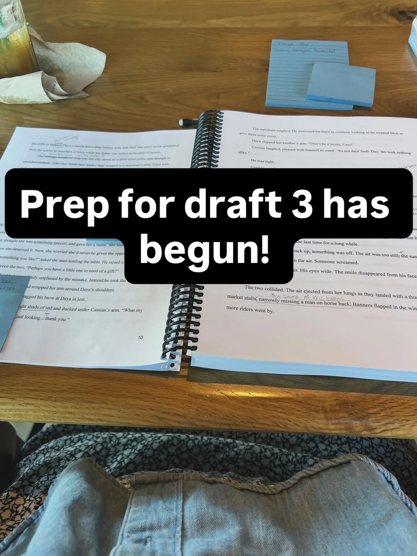 Holding that manuscript is crazy! To prep for draft 3, I&rsquo;m reading and marking up a copy of my manuscript. I&rsquo;ll also be going through beta reader feedback and deciding what changes need to be made based on that. Draft 3 is due to my edito