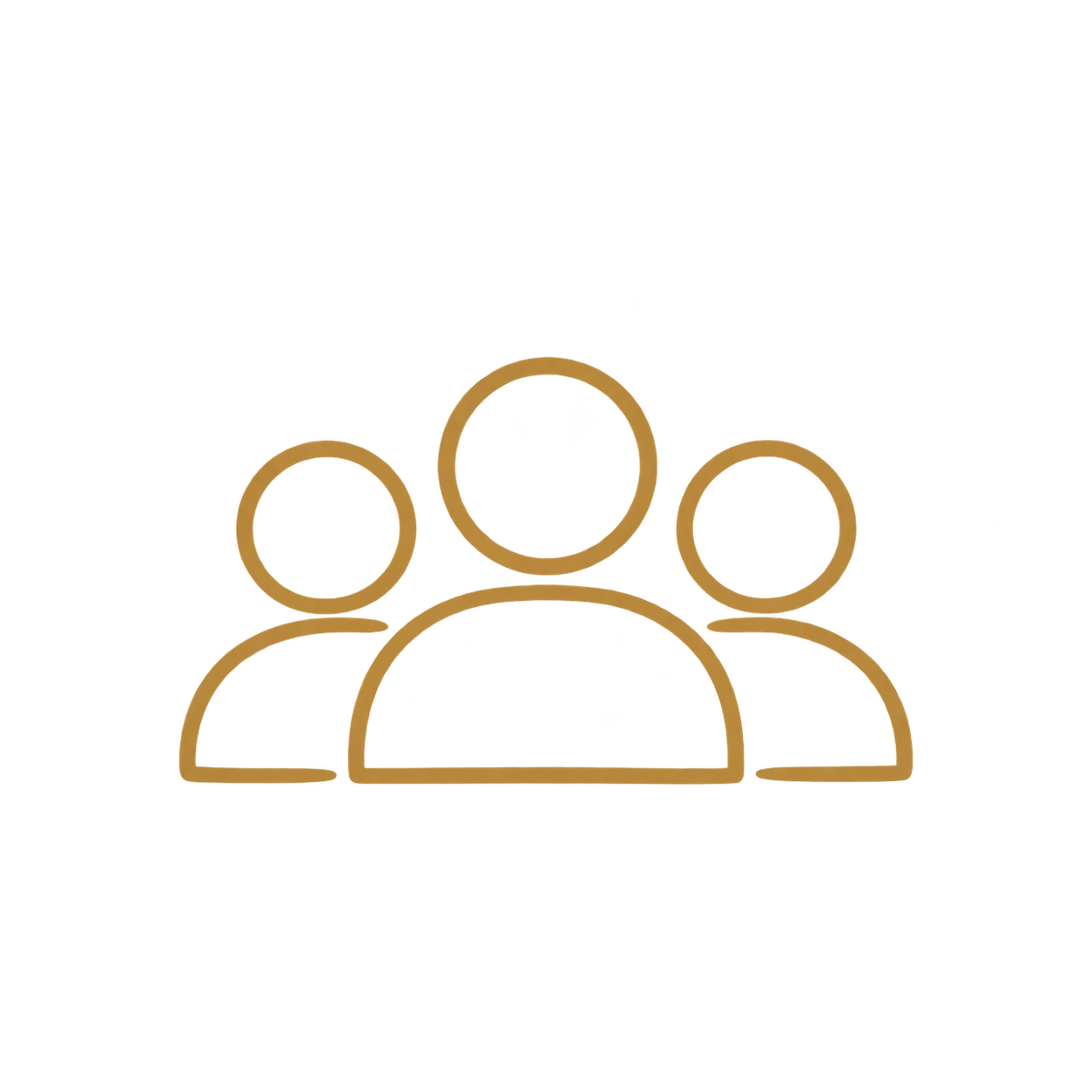 Icon of three overlapping human figures, representing a group or community.