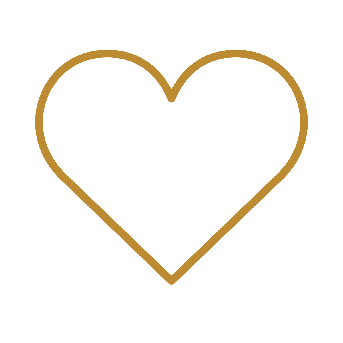 Gold-outline heart shape on a black background.
