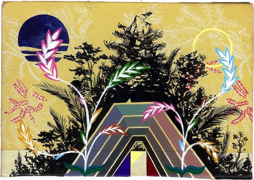 Untitled (C-18.5), 2010, gouache and acrylic on book cover, 5.1875" x 5.375"