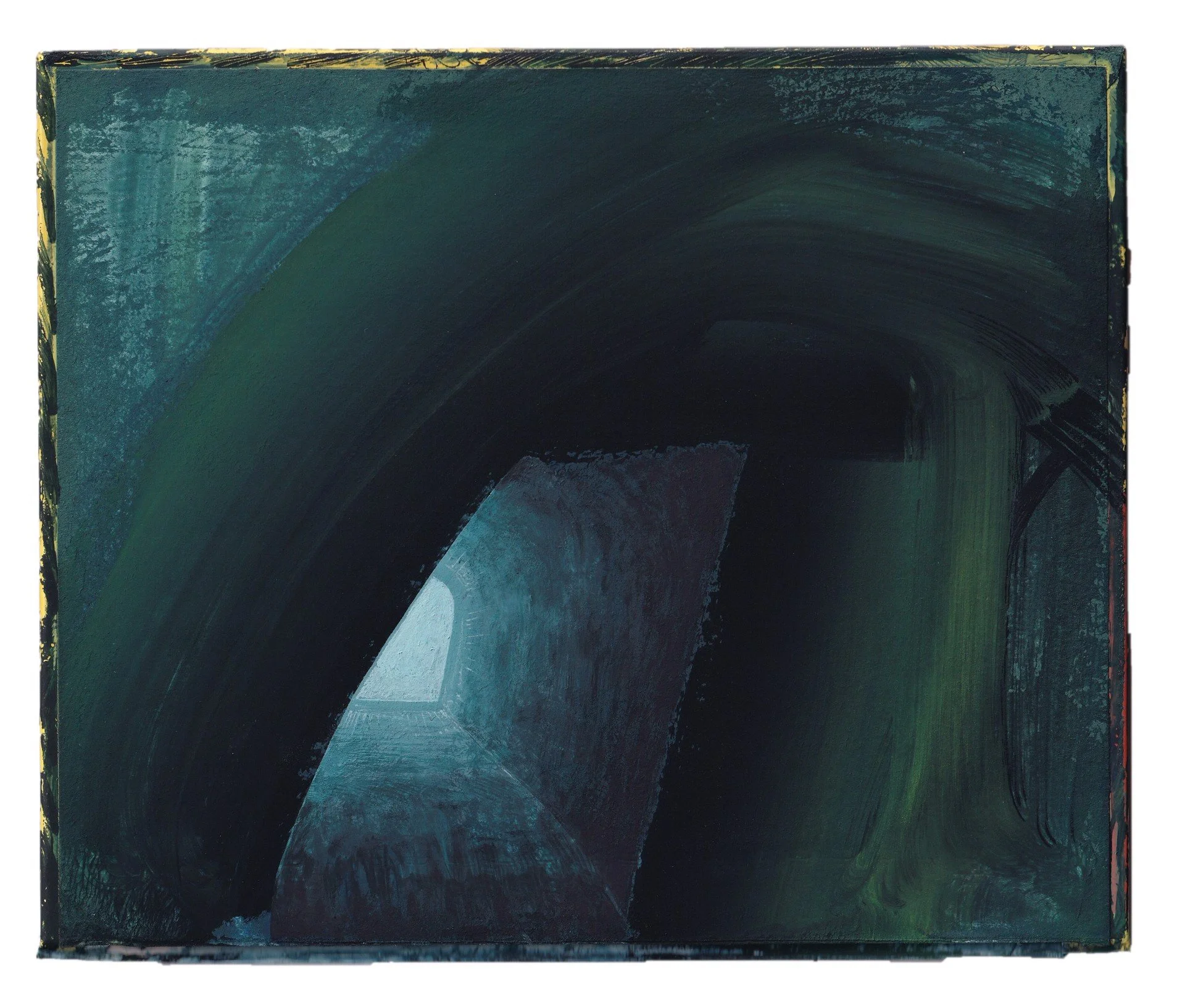 Vault, 2021, gouache and acrylic on book cover, 7.12 x 8.50 in