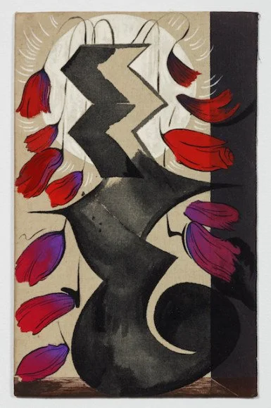 Keyhole Vase 2, 2018, gouache and acrylic on book cover, 9.5 x 6 inches